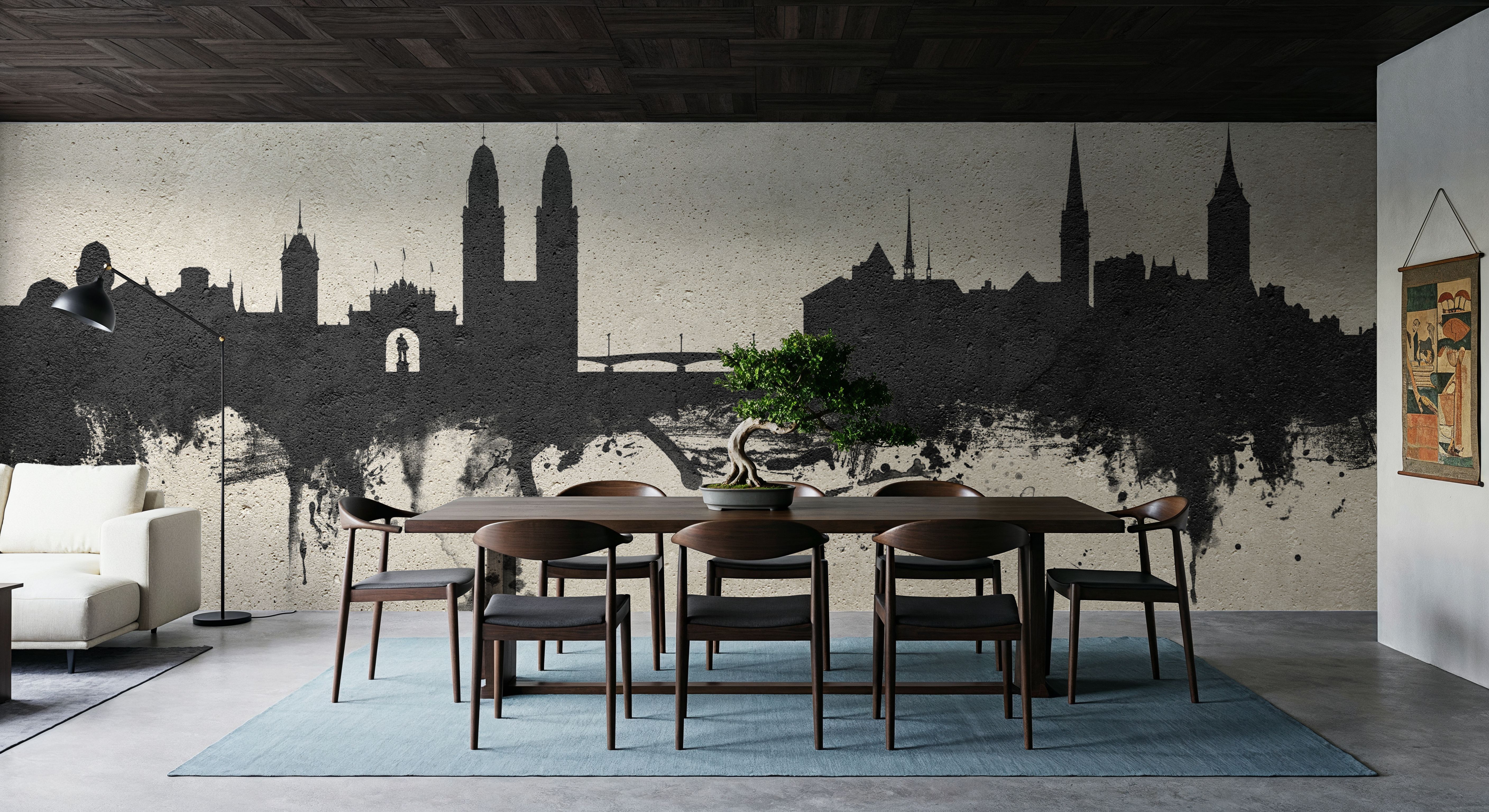 Zurich Switzerland Skyline Concrete, Tapeten