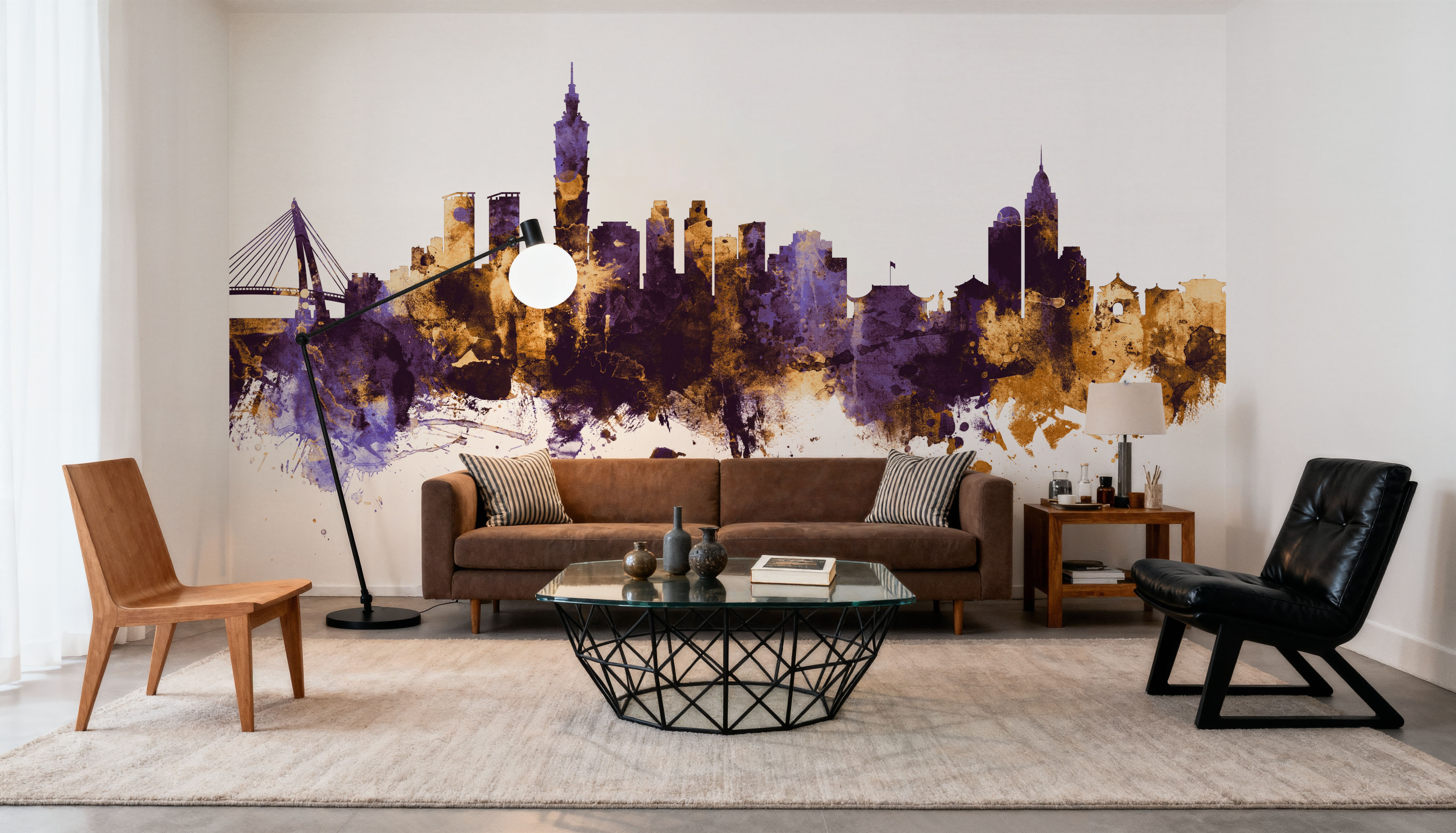 Taipei Taiwan Skyline Purple & Gold