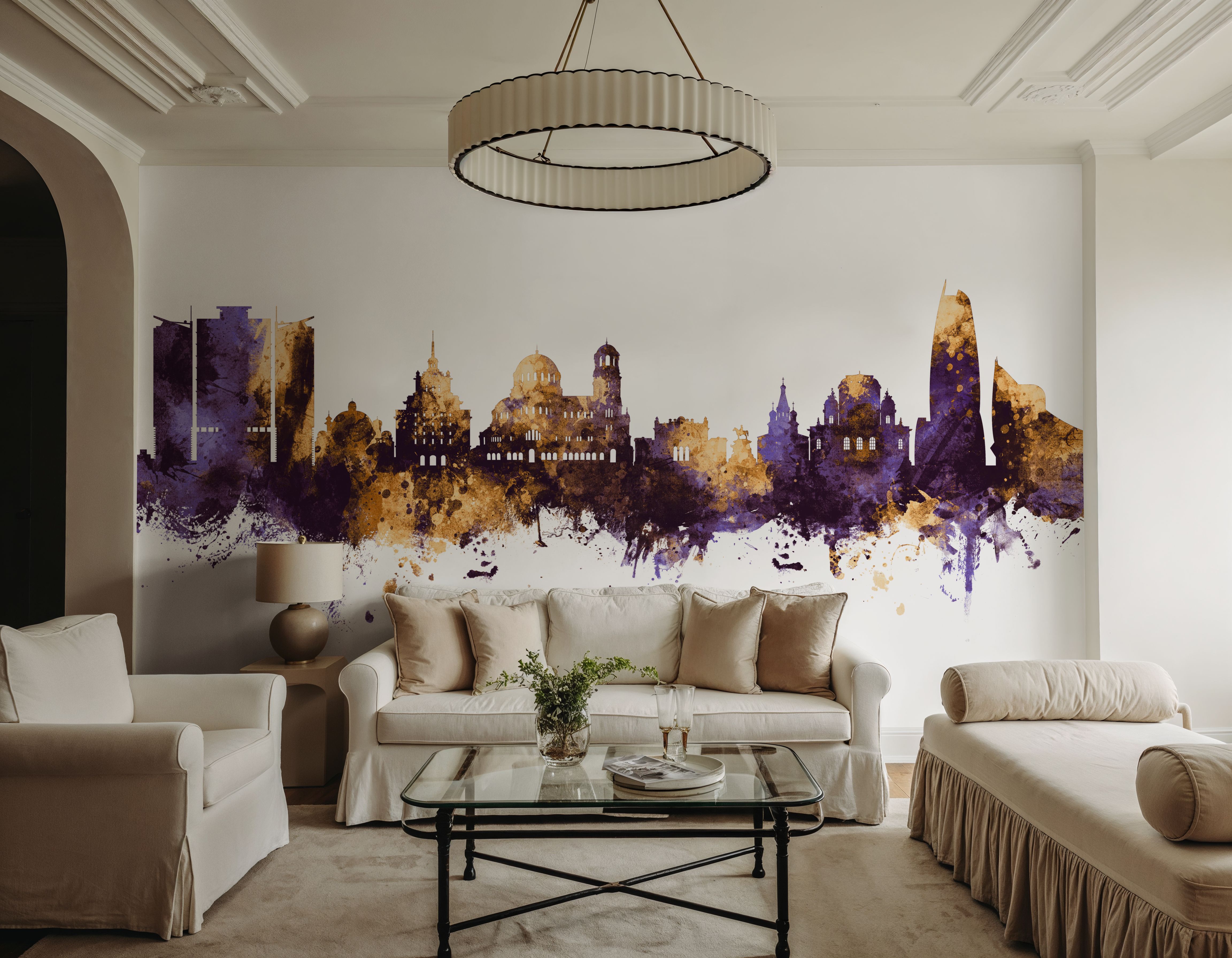 Sofia Bulgaria Skyline Purple & Gold