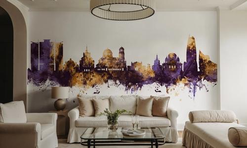 Sofia Bulgaria Skyline Purple & Gold