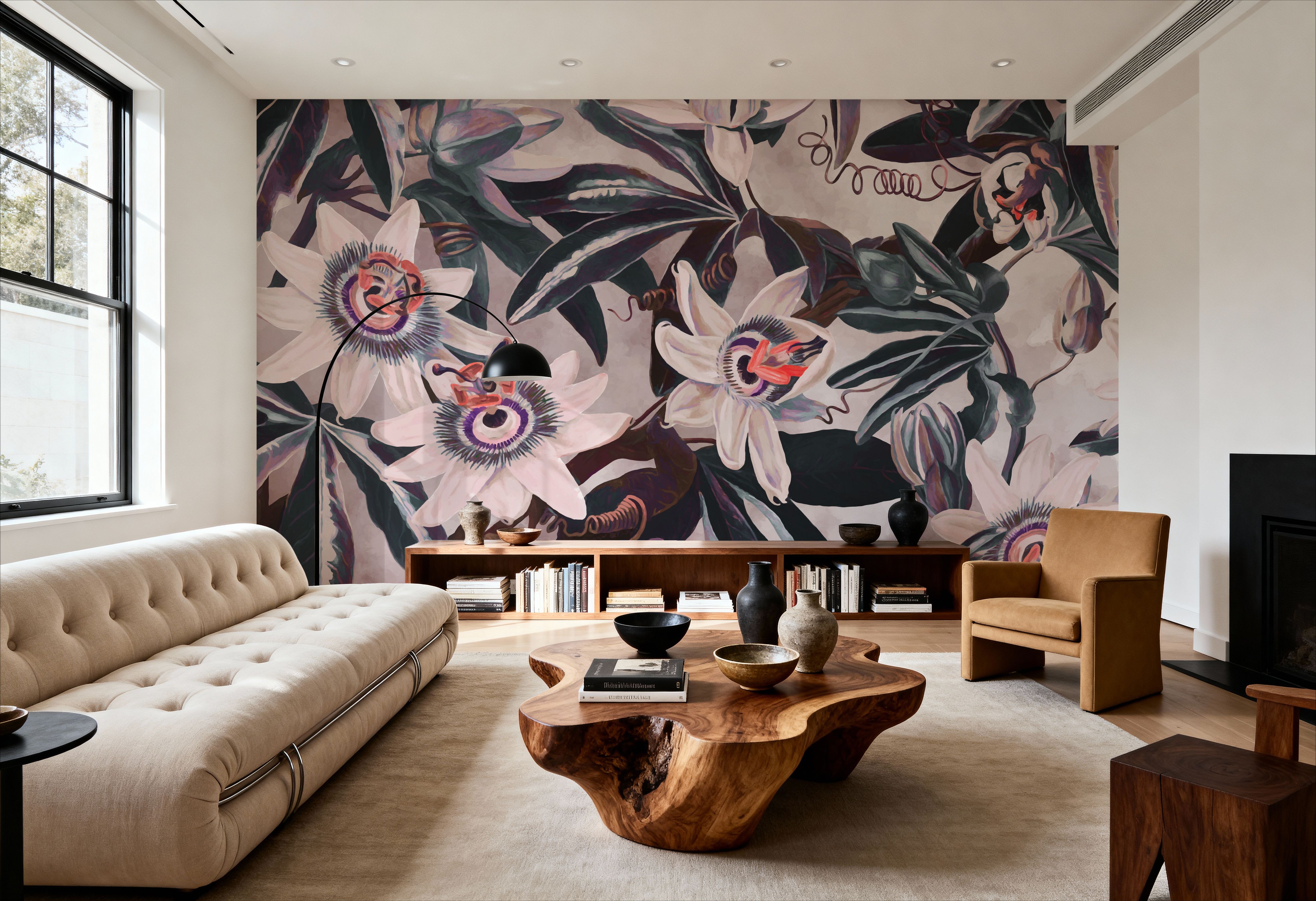 White Passiflora Reddish Purple