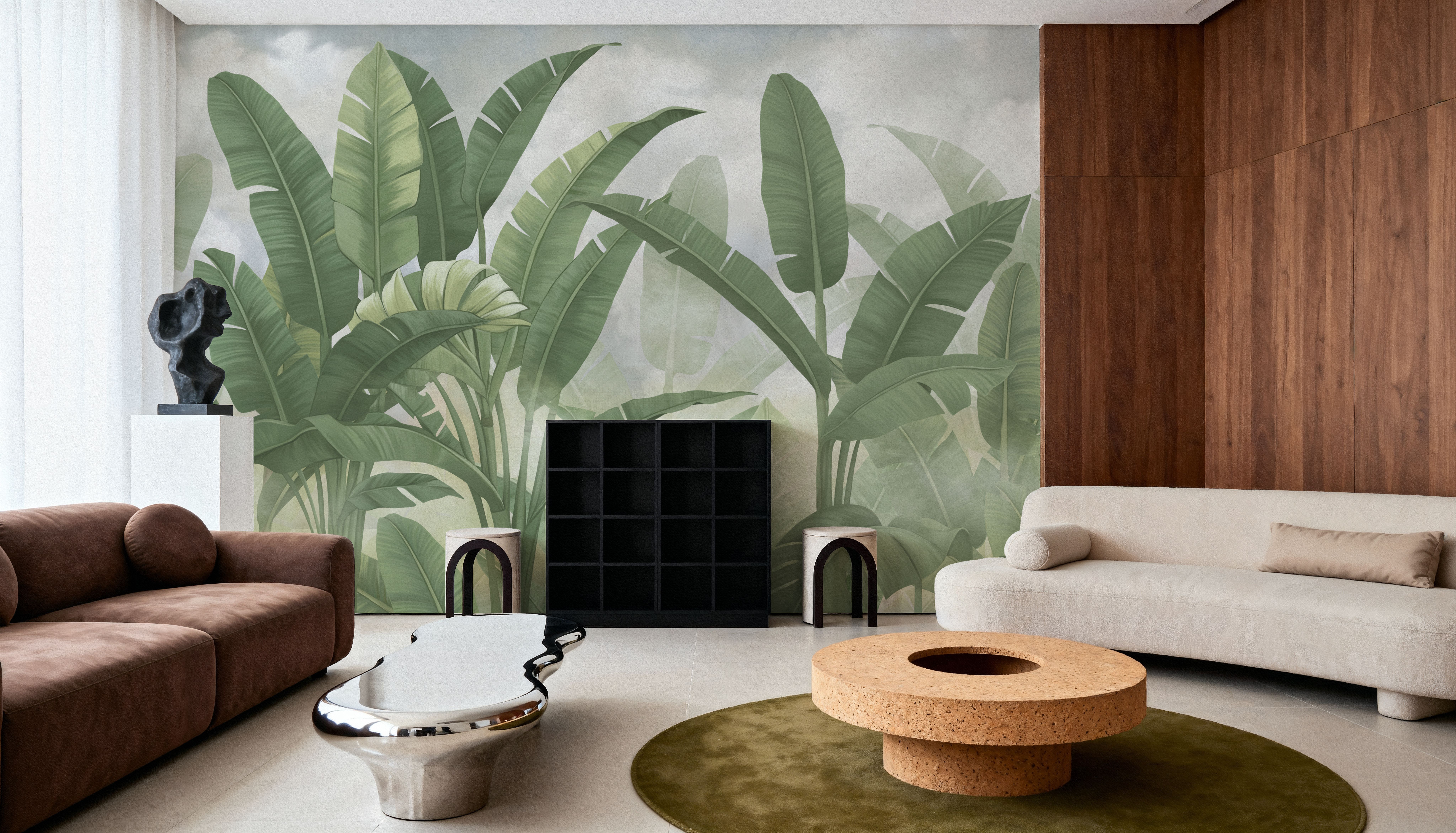 Banana Palms, Muted Green, Tapeten