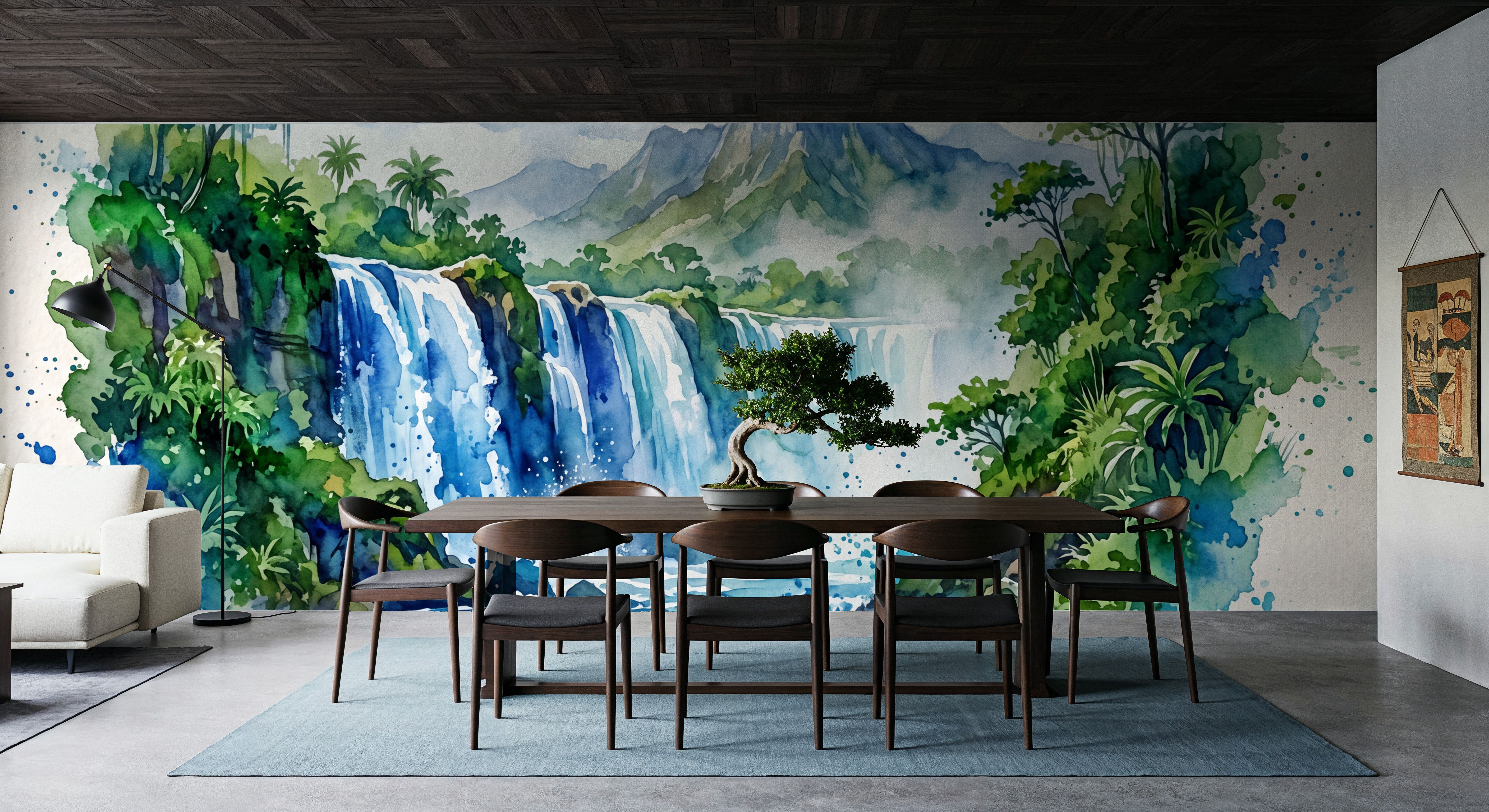 Tropical Waterfall - Watercolor Landscapes Series