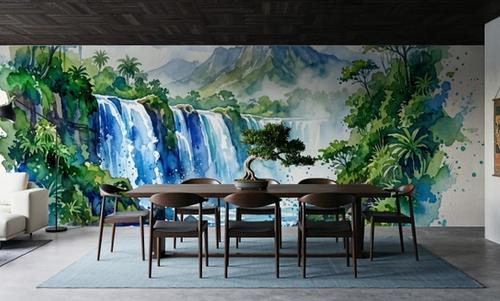 Tropical Waterfall - Watercolor Landscapes Series