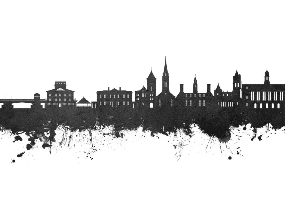 New Bern North Carolina Skyline Black & White