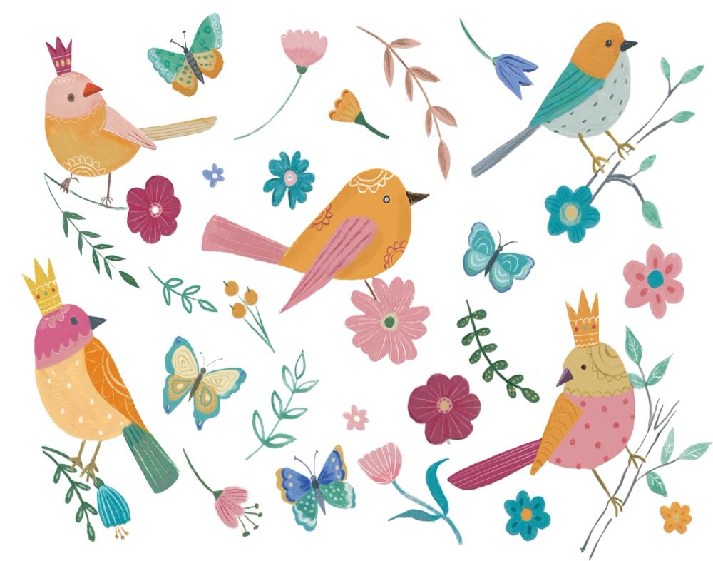 Royal Birds on White