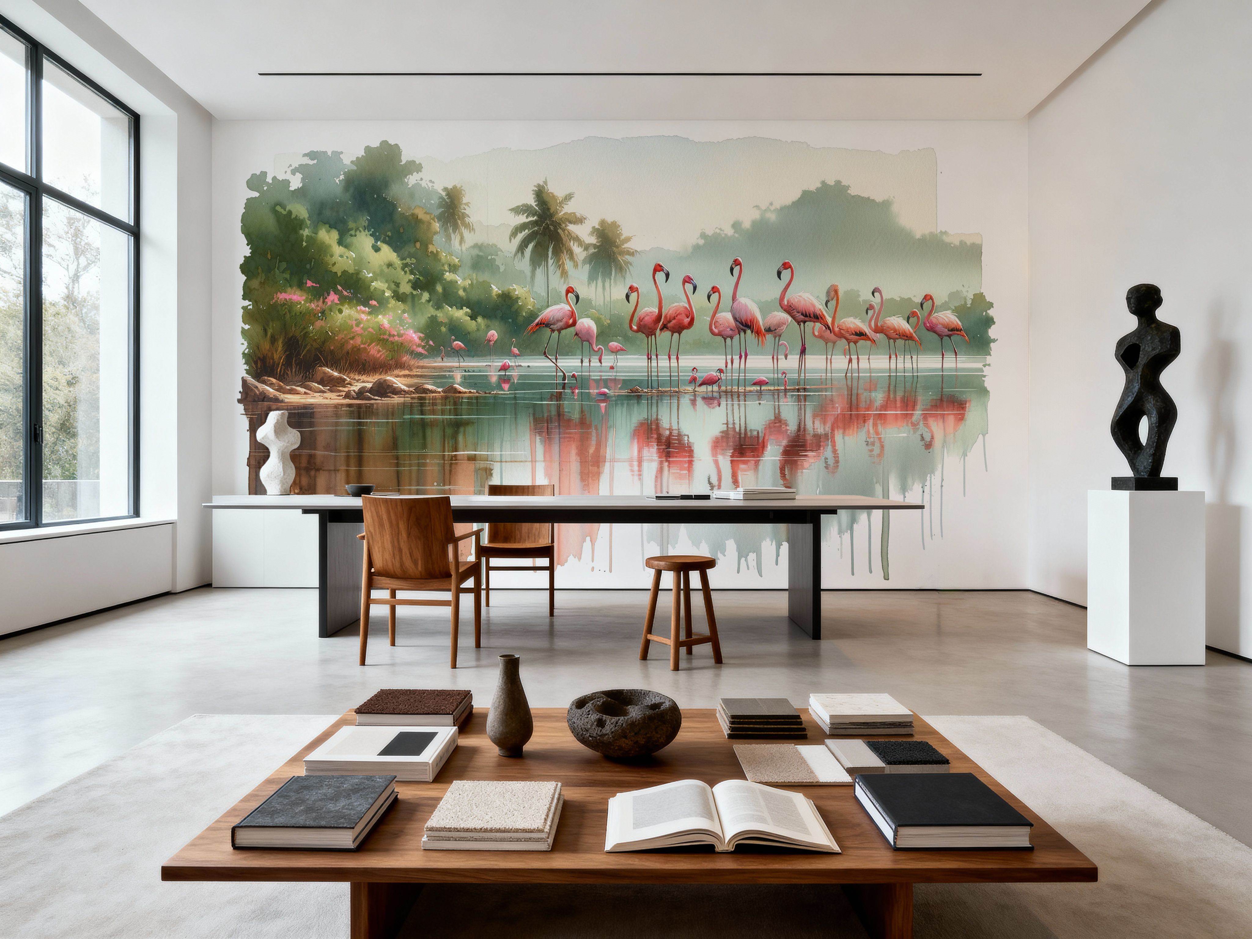 Morning Reflections of Flamingos