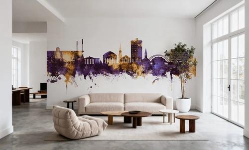 Charlottesville Virginia Skyline Purple & Gold