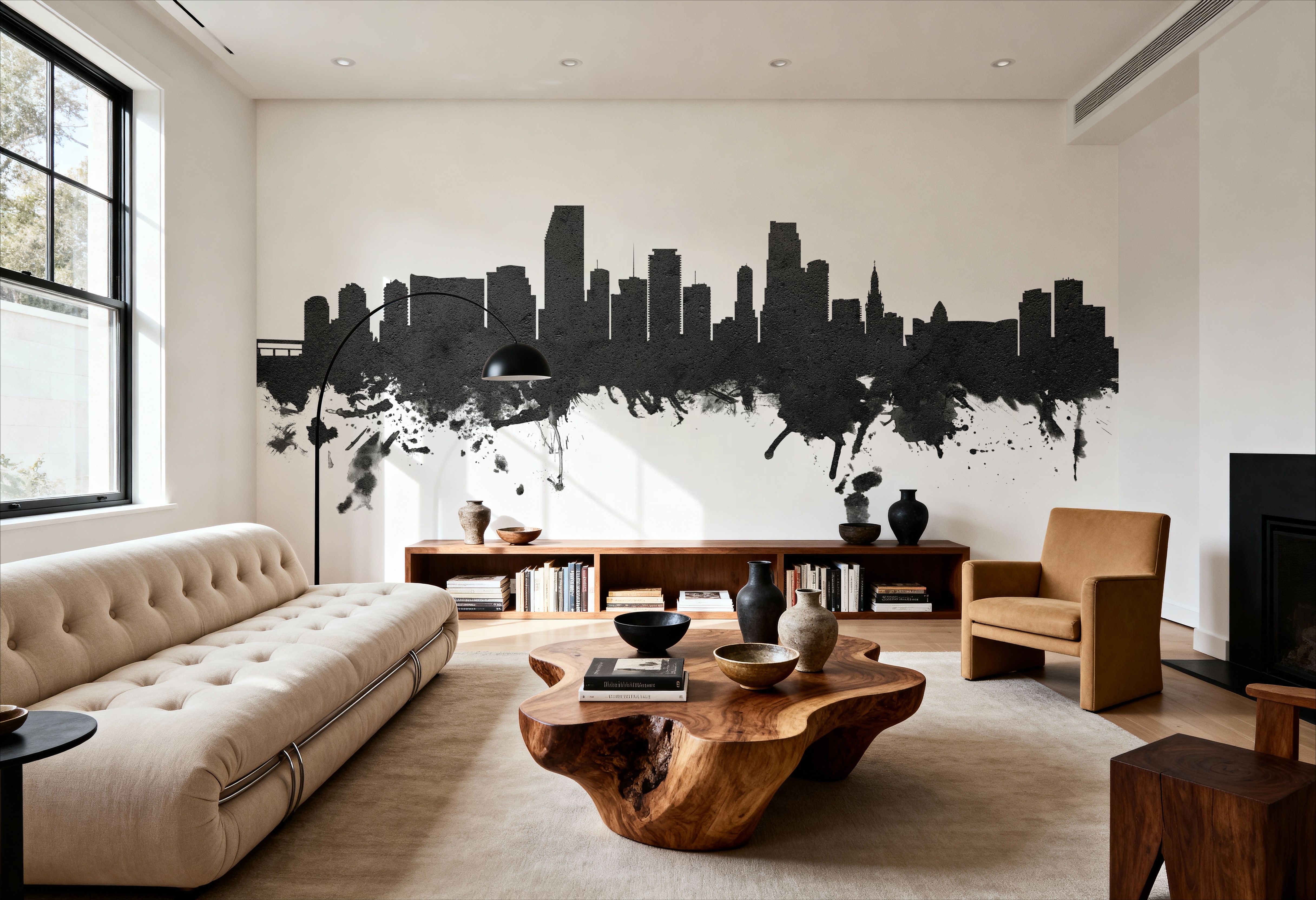 Miami Florida Skyline Blck & White
