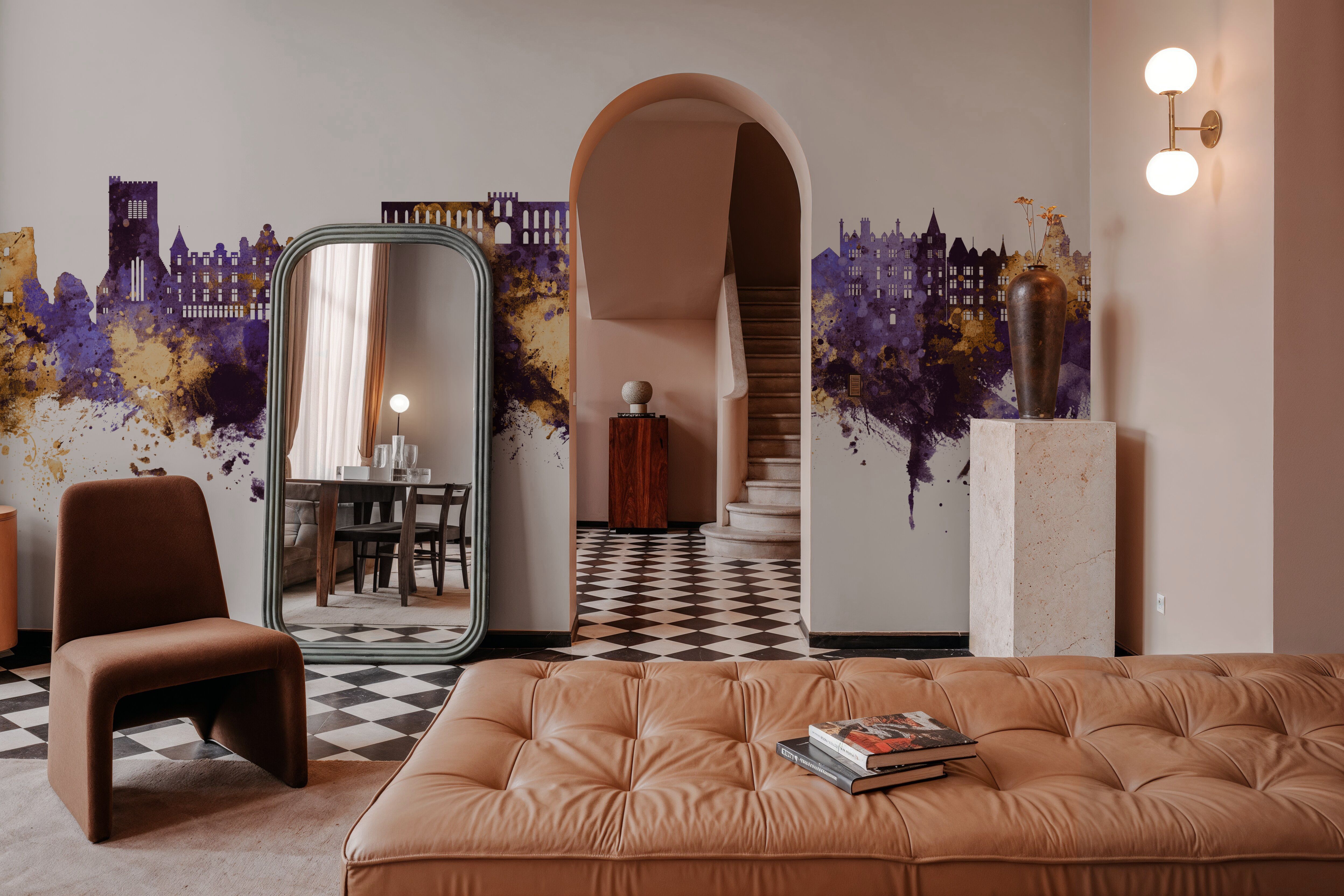 Oban Scotland Skyline Purple & Gold, Papier peint