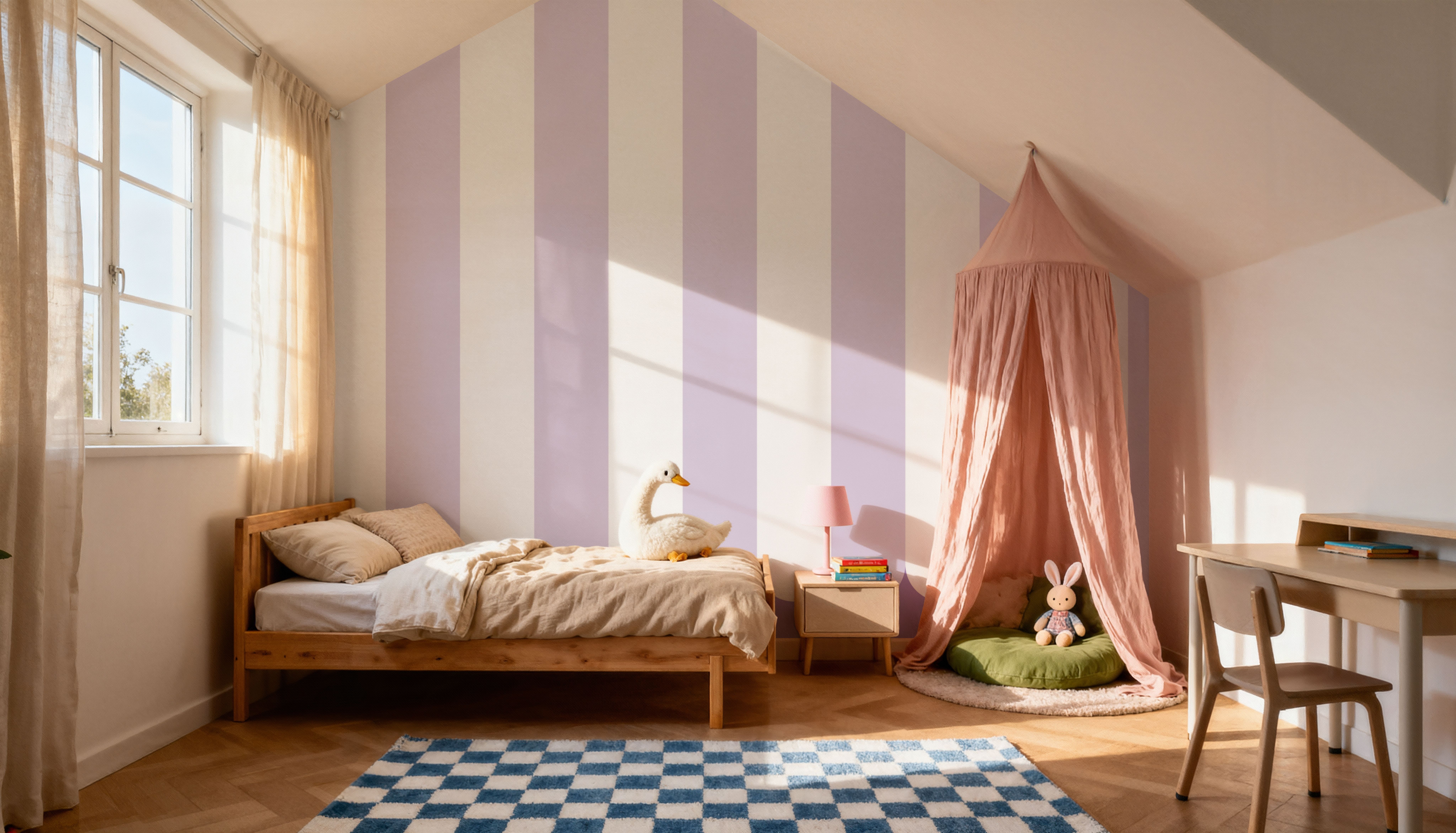 Scalloped Circus Stripes, Lavender