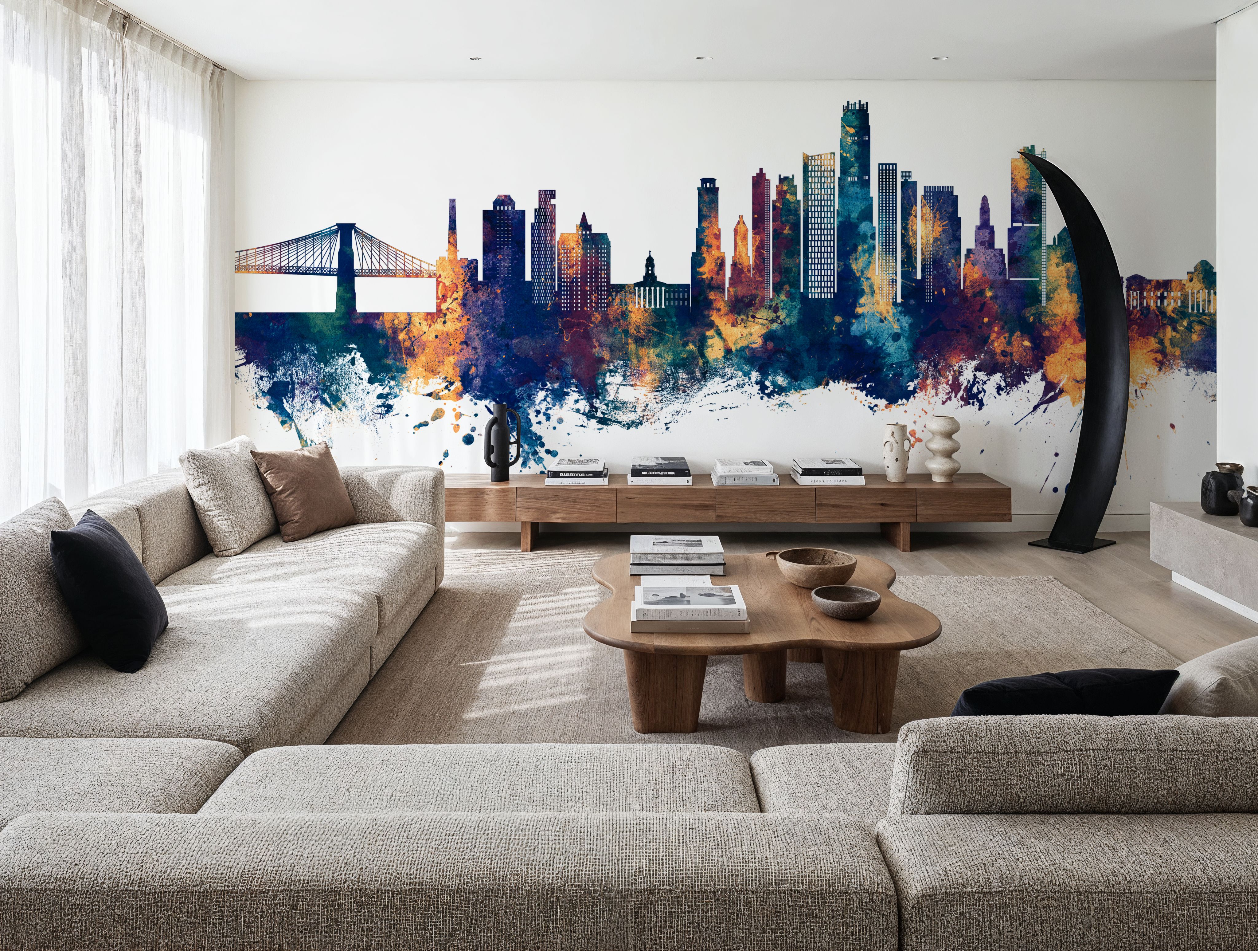 Brooklyn New York Skyline Blue & Bronze