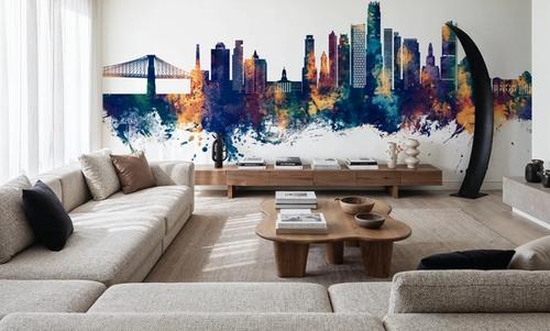 Brooklyn New York Skyline Blue & Bronze