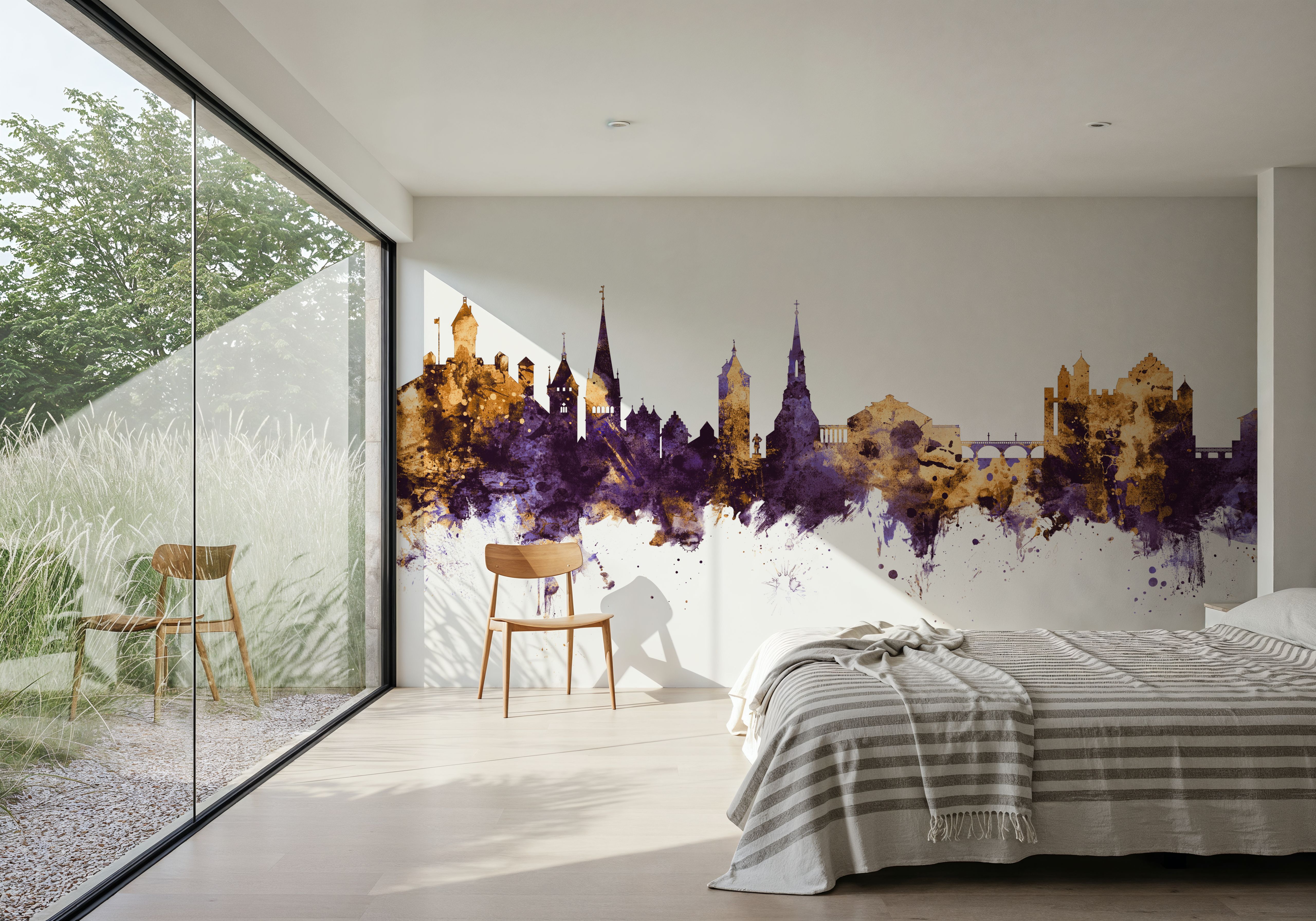 Schaffhausen Switzerland Skyline Purple & Gold