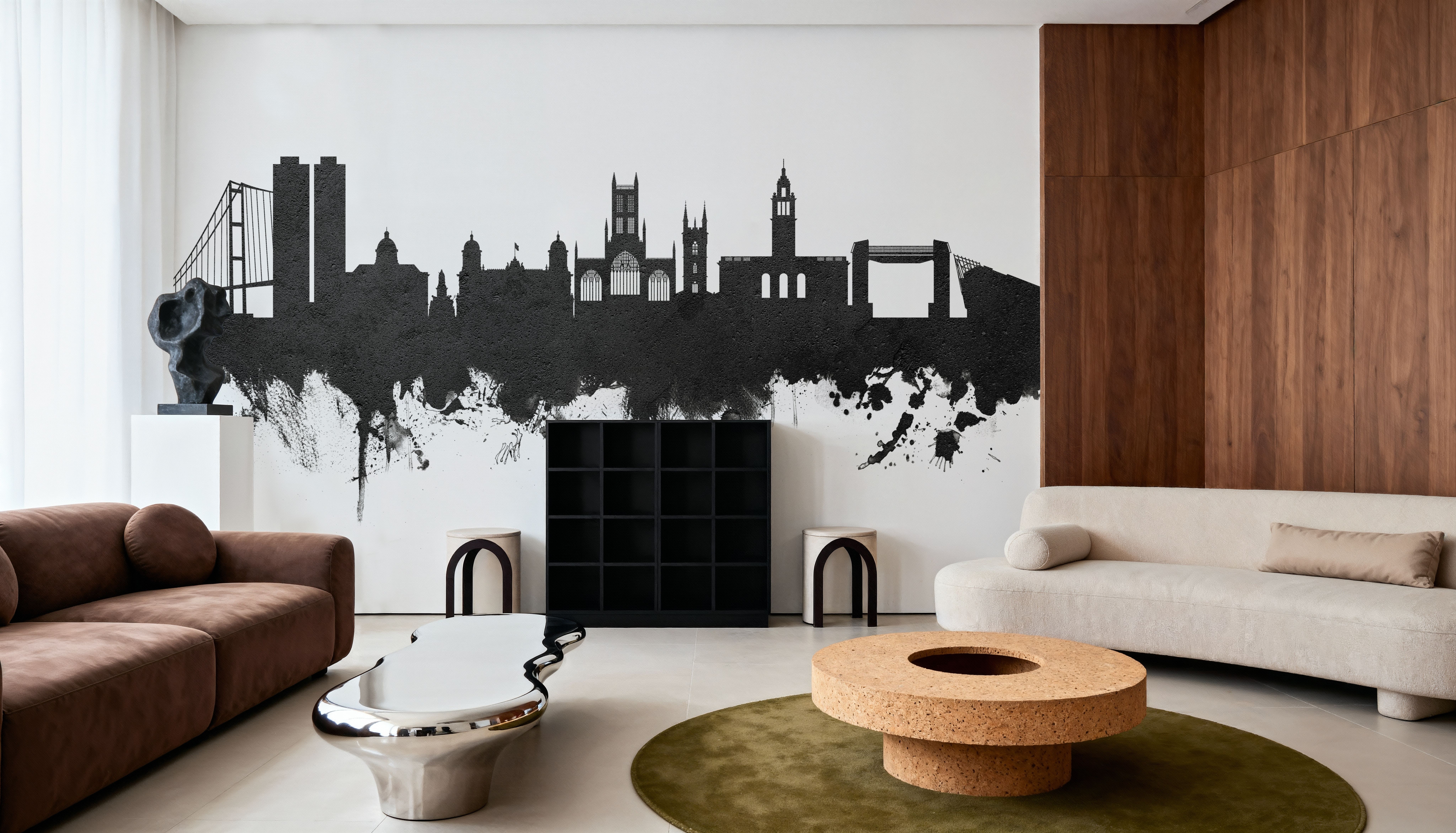 Kingston upon Hull England Skyline Black & White