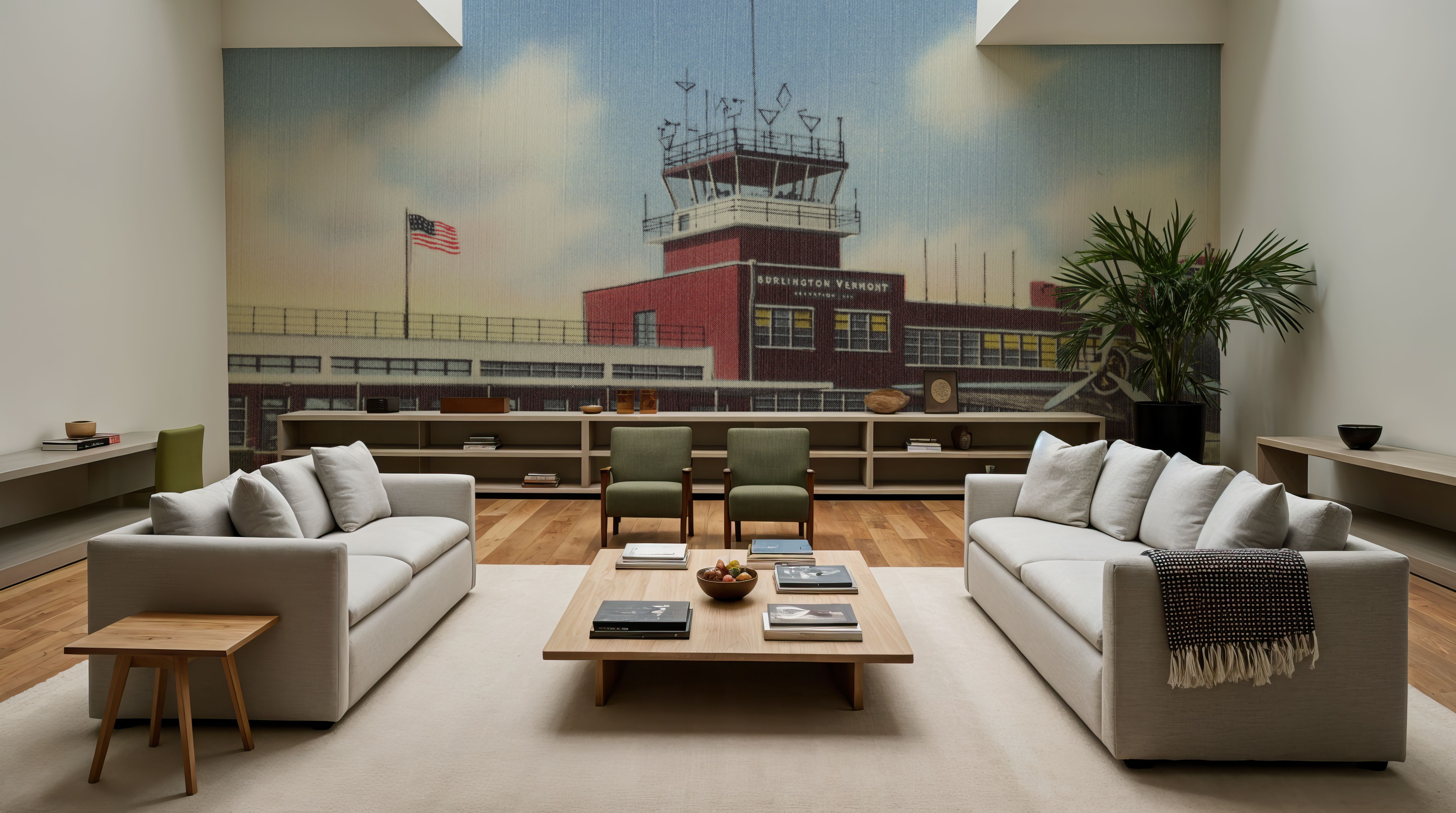 Greetings from Burlington Airport - Screenprint Postcard, Wallpaper