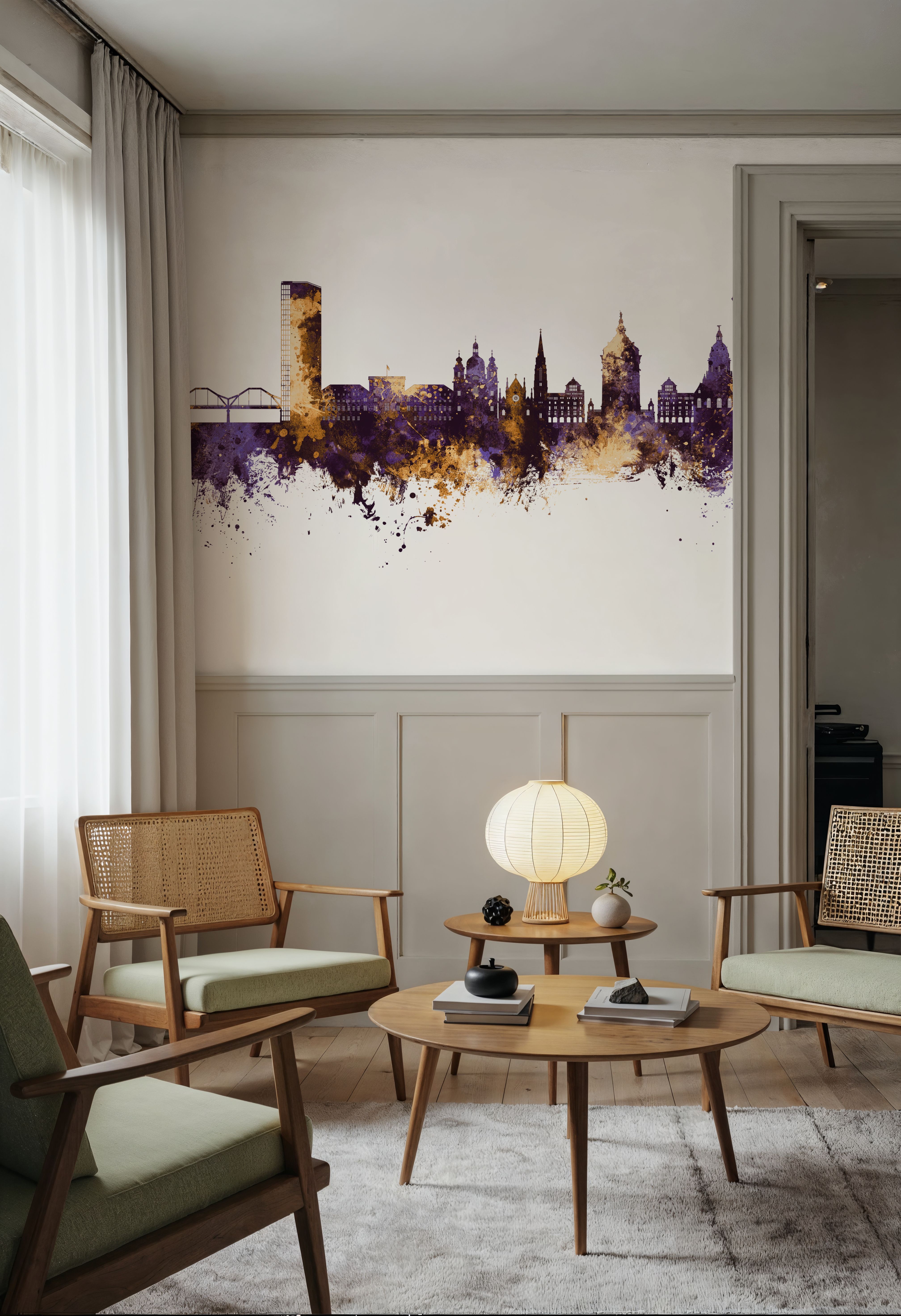 Mannheim Germany Skyline Purple & Gold