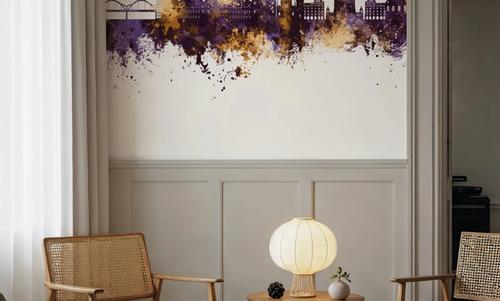 Mannheim Germany Skyline Purple & Gold
