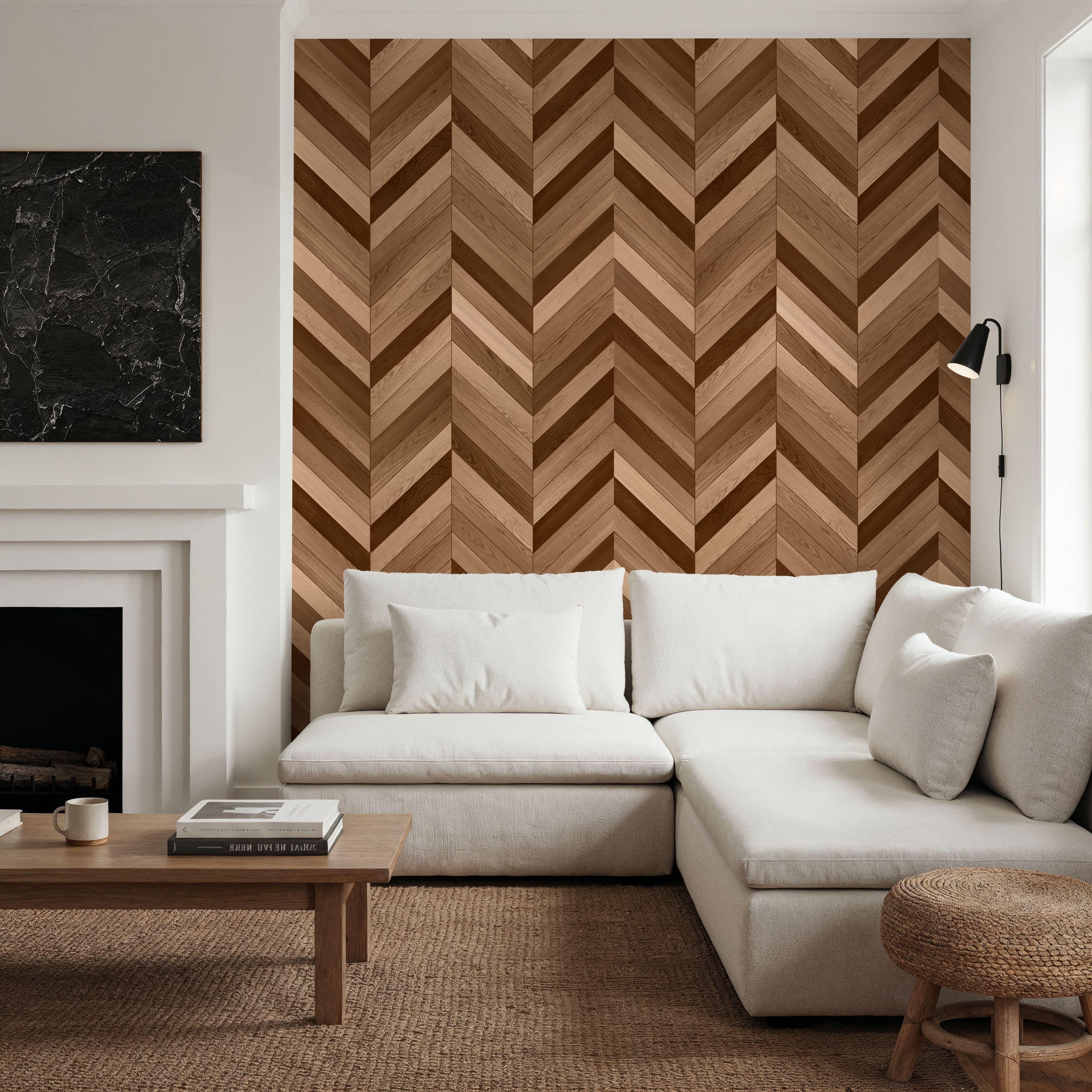Chevron Wood, Walnut and Oak