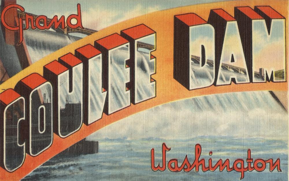 Greetings from Coulee Dam - Screenprint Postcard