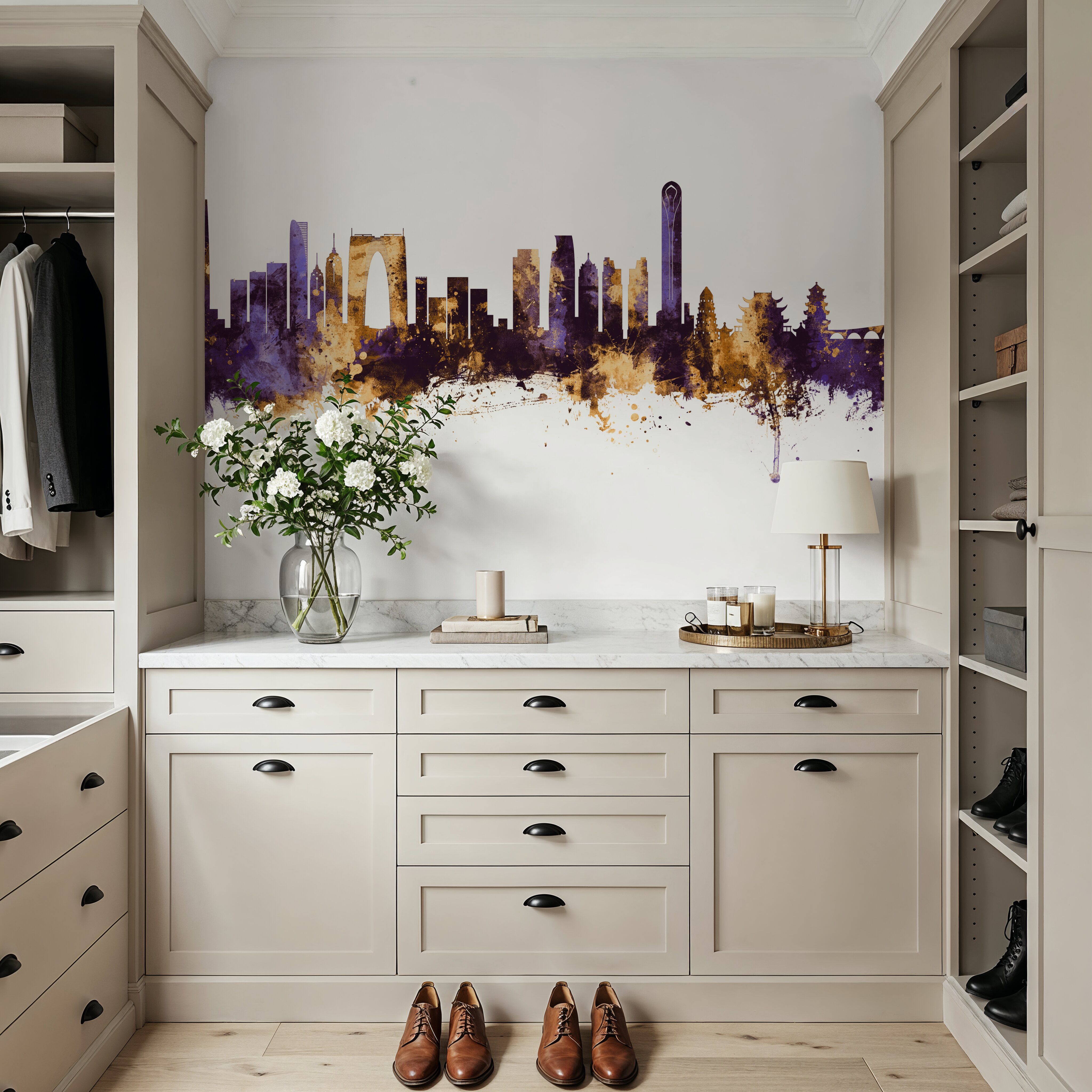 Suzhou China Skyline Purple & Gold