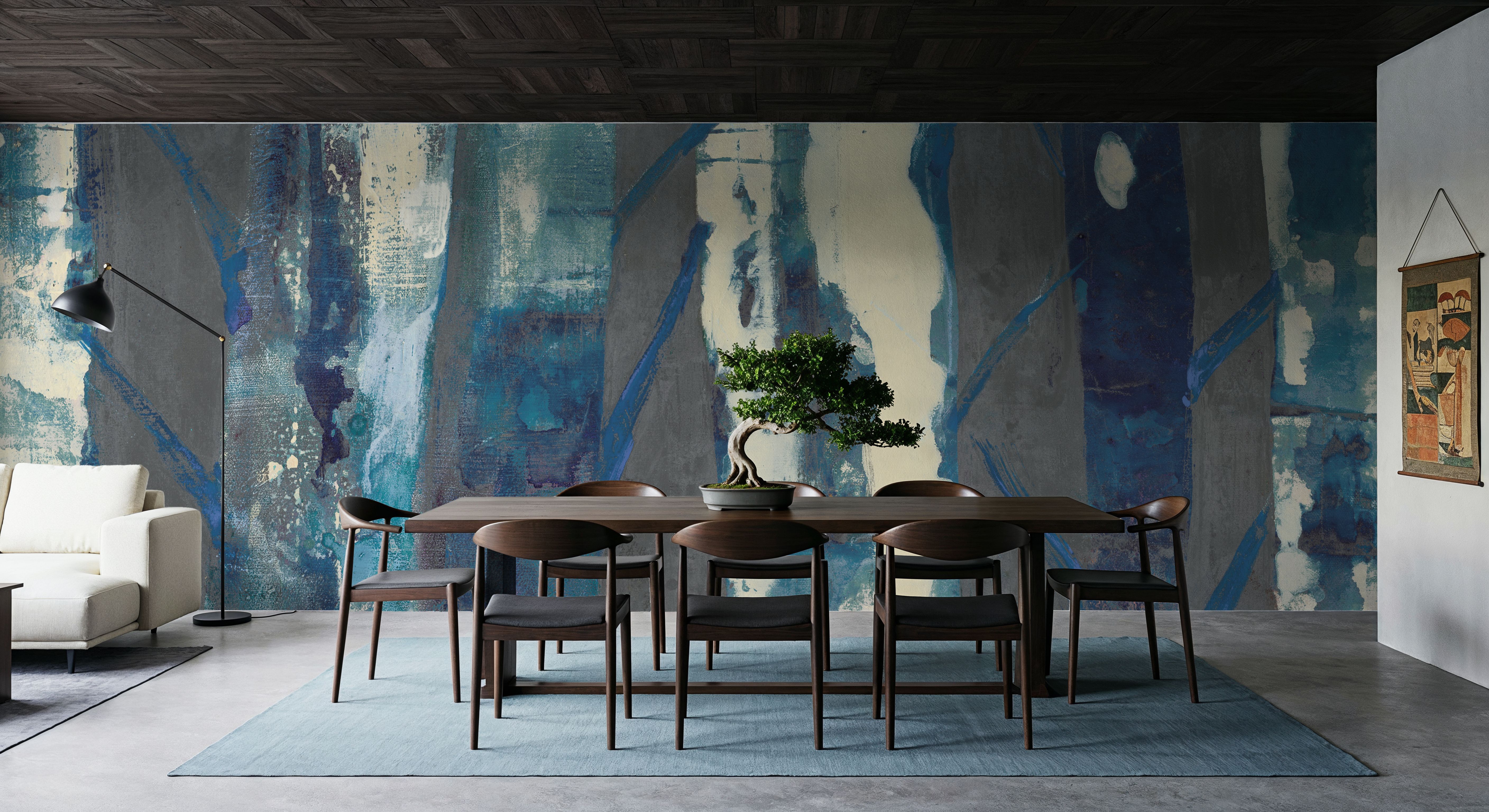 Deep Woods III Indigo on Gray