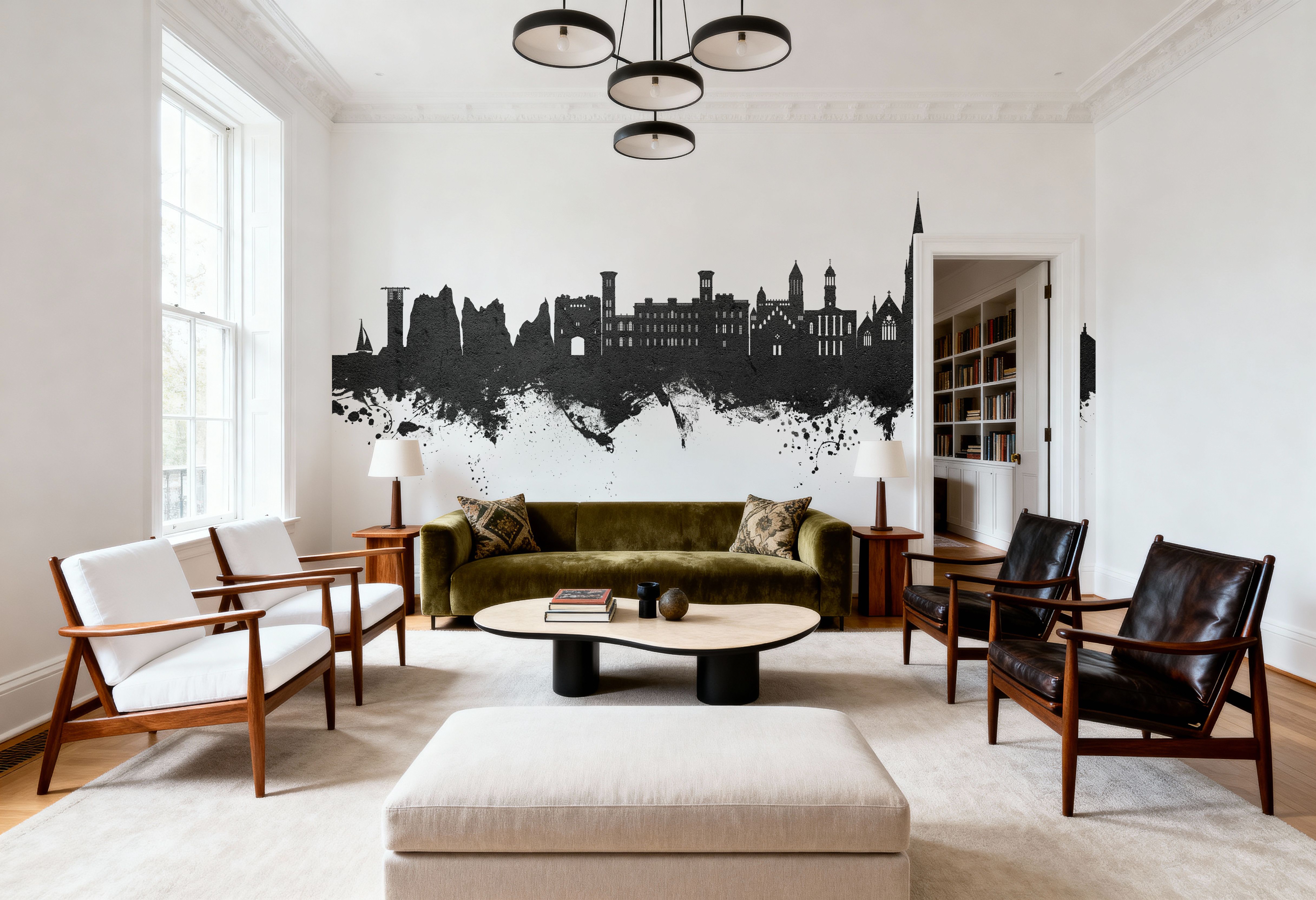 Isle of Wight England Skyline Black & White, Carte da parati