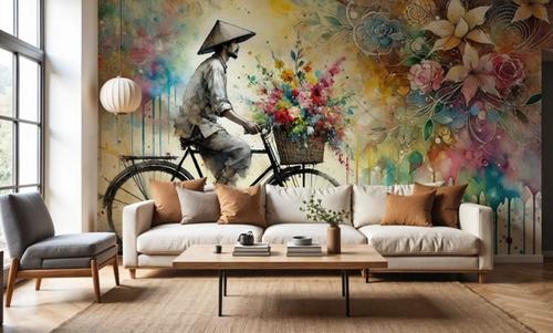 Vibrant Floral Cyclist