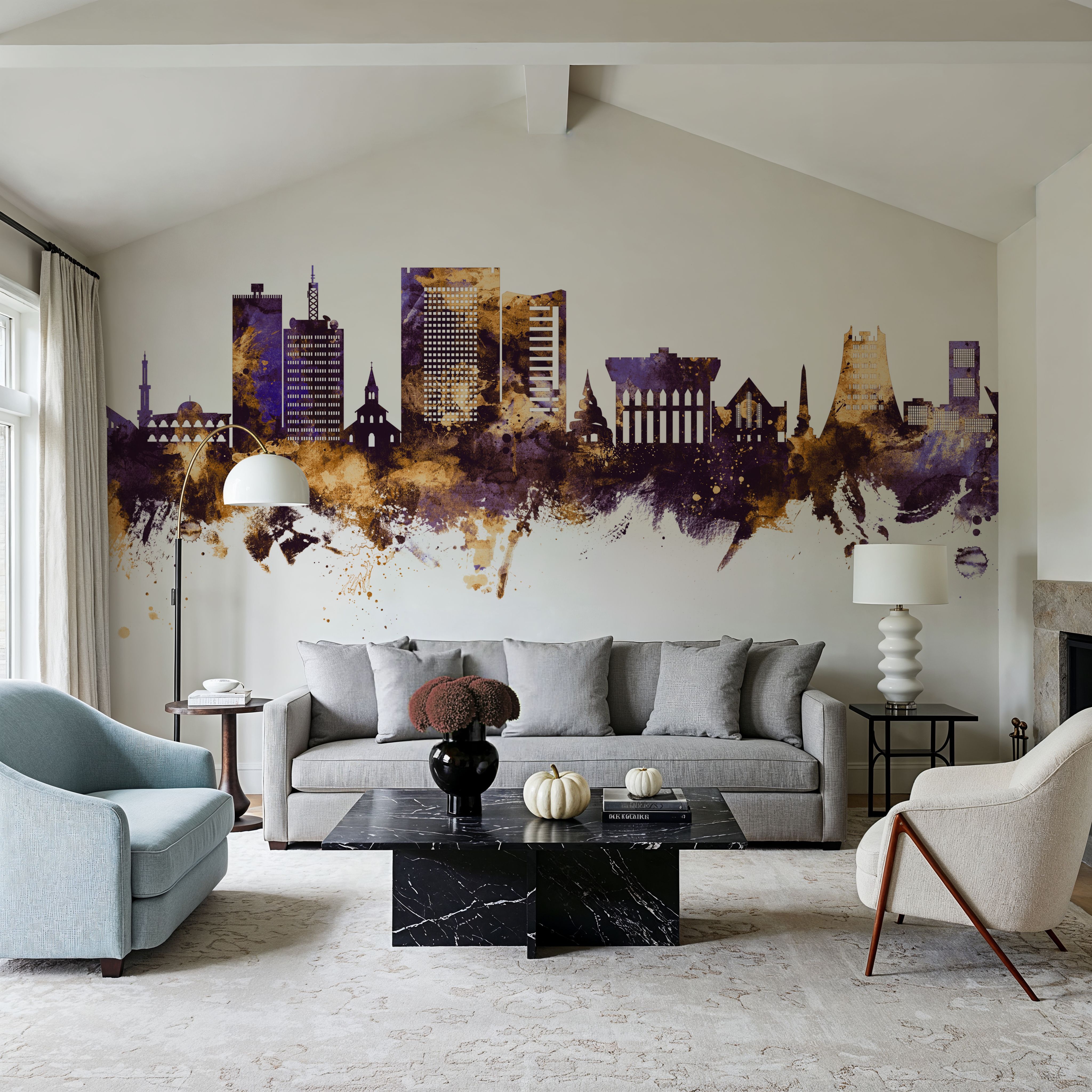 Yaoundé Cameroon Skyline Purple & Gold