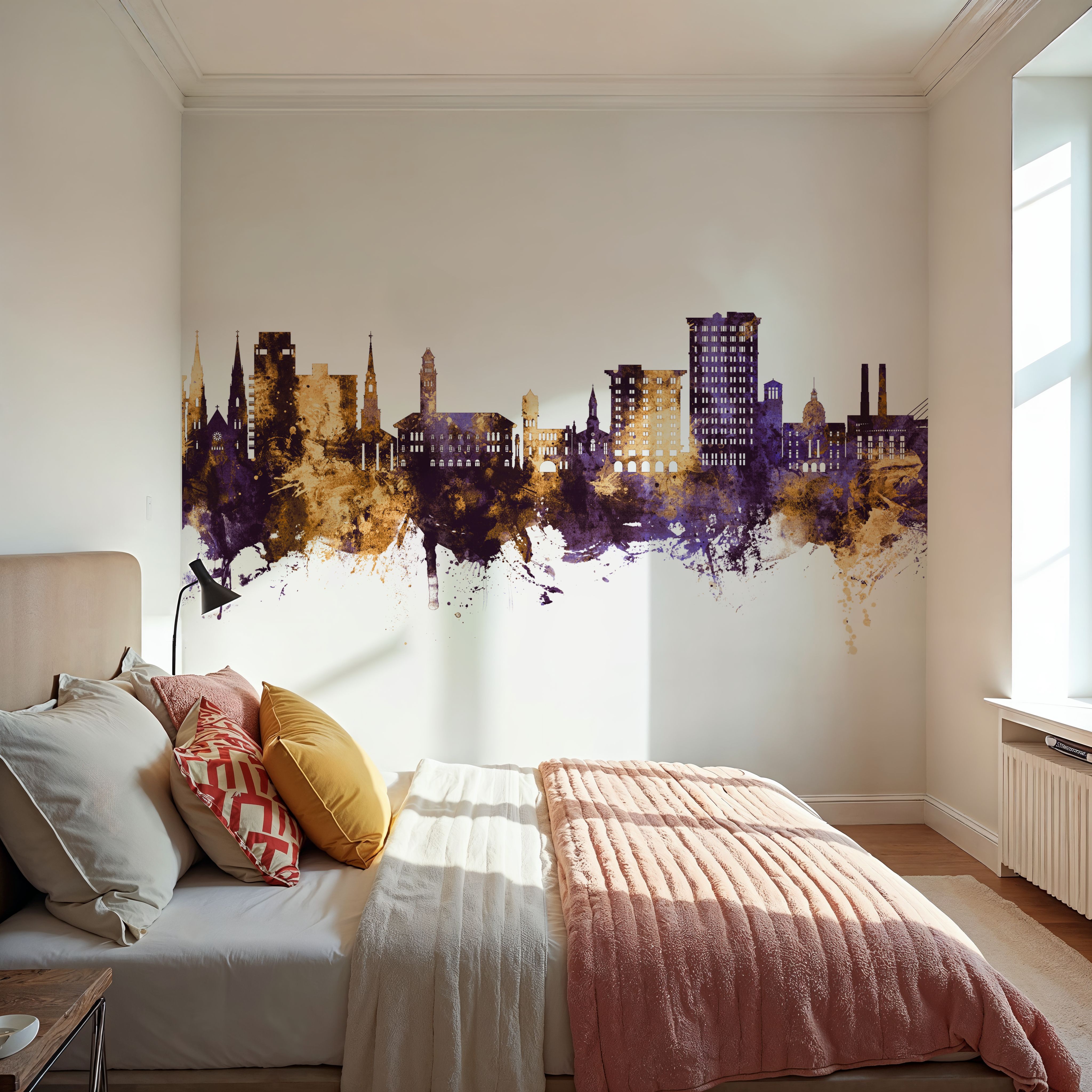 Savannah Georgia Skyline Purple & Gold