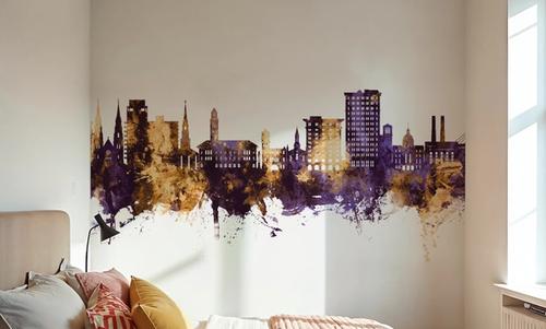 Savannah Georgia Skyline Purple & Gold