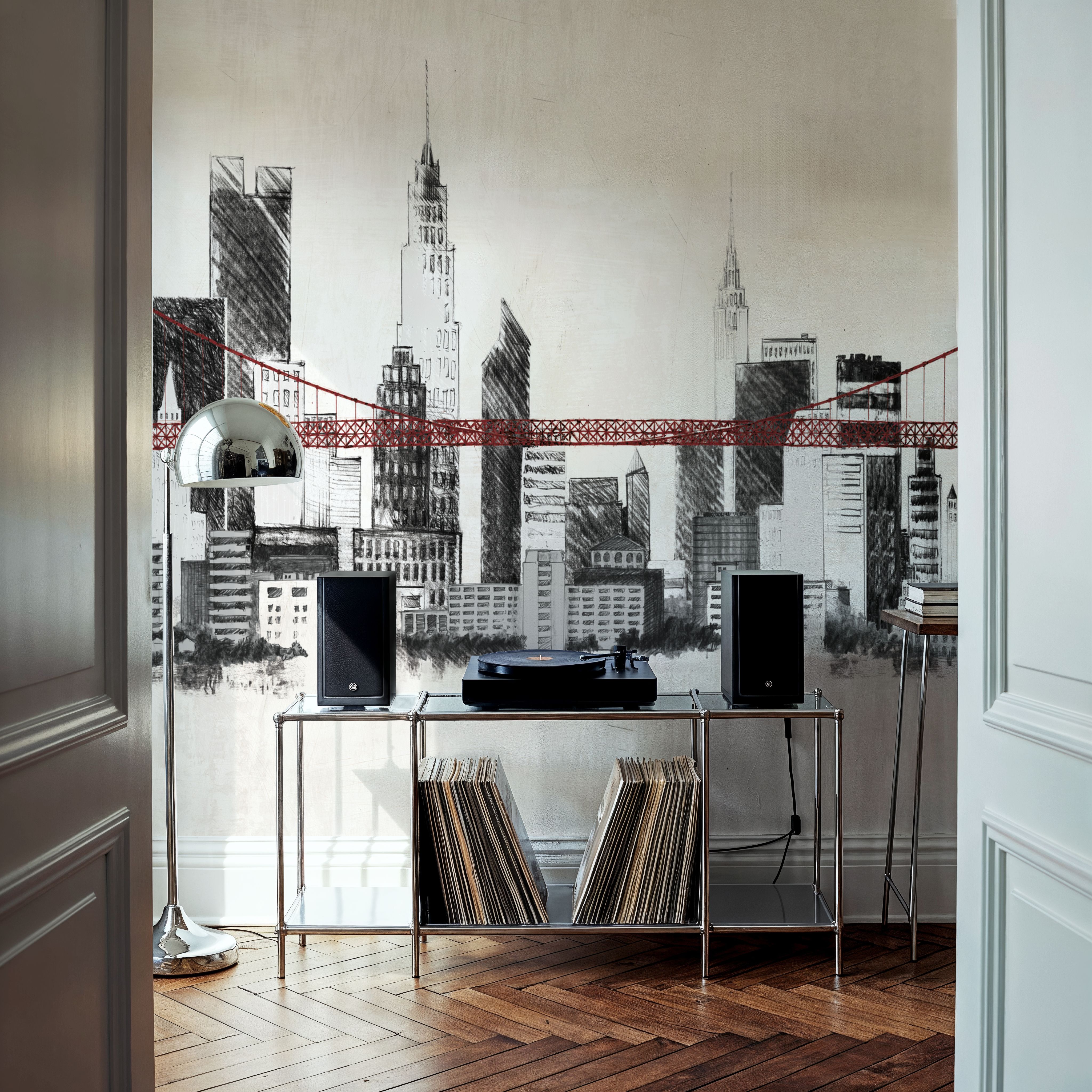 Bridge and Skyline Red