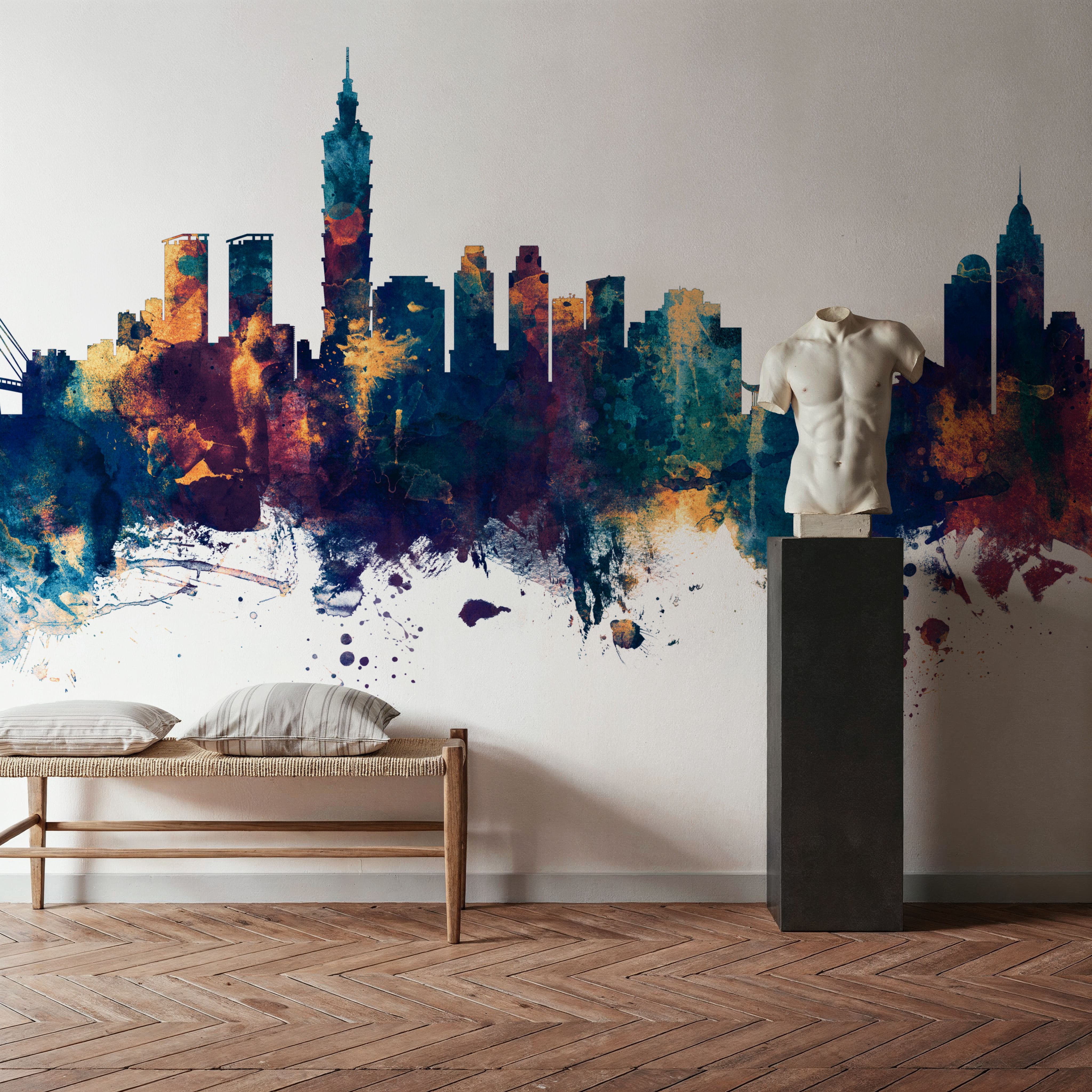 Taipei Taiwan Skyline Blue & Bronze