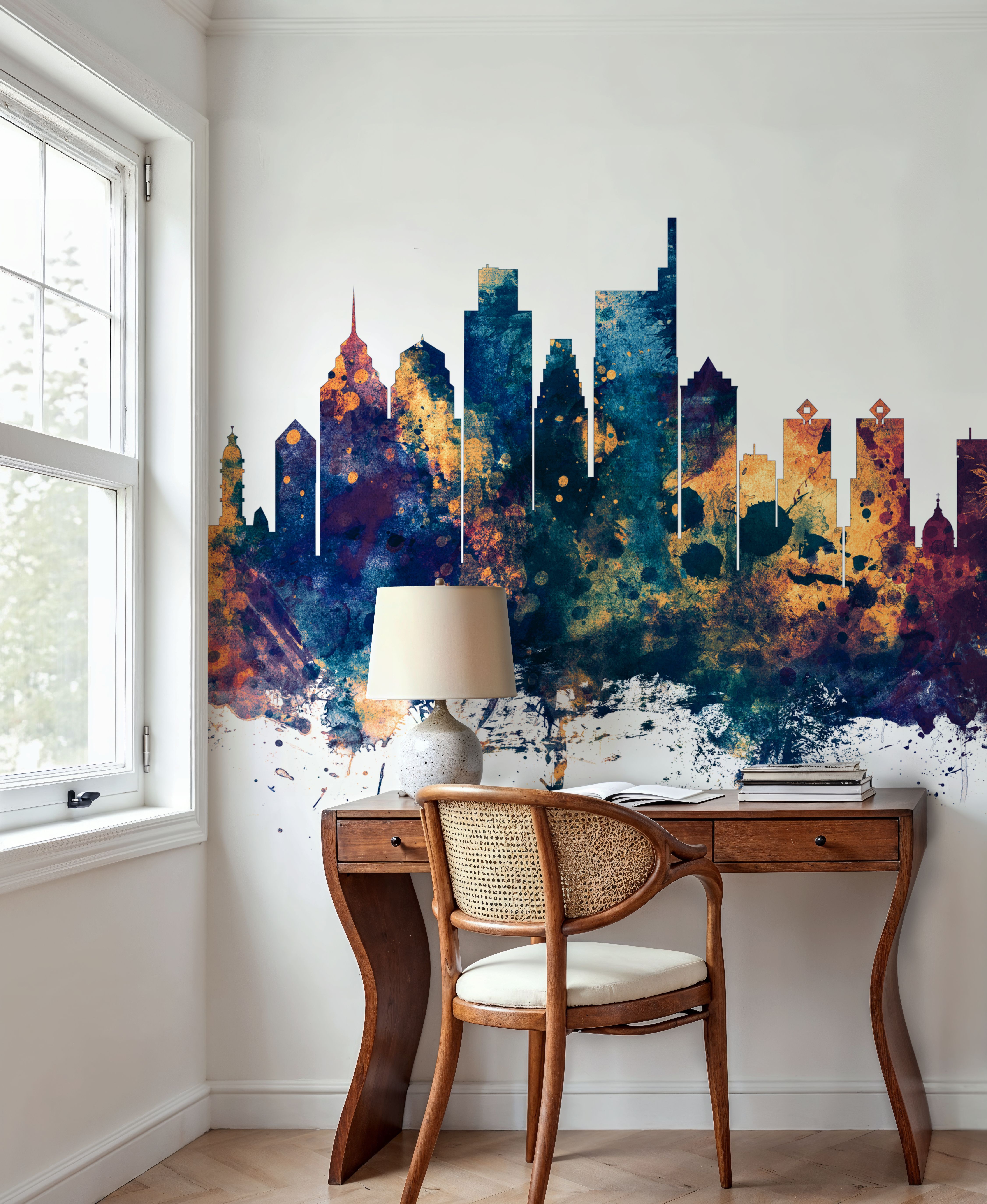 Philadelphia Skyline Blue & Bronze