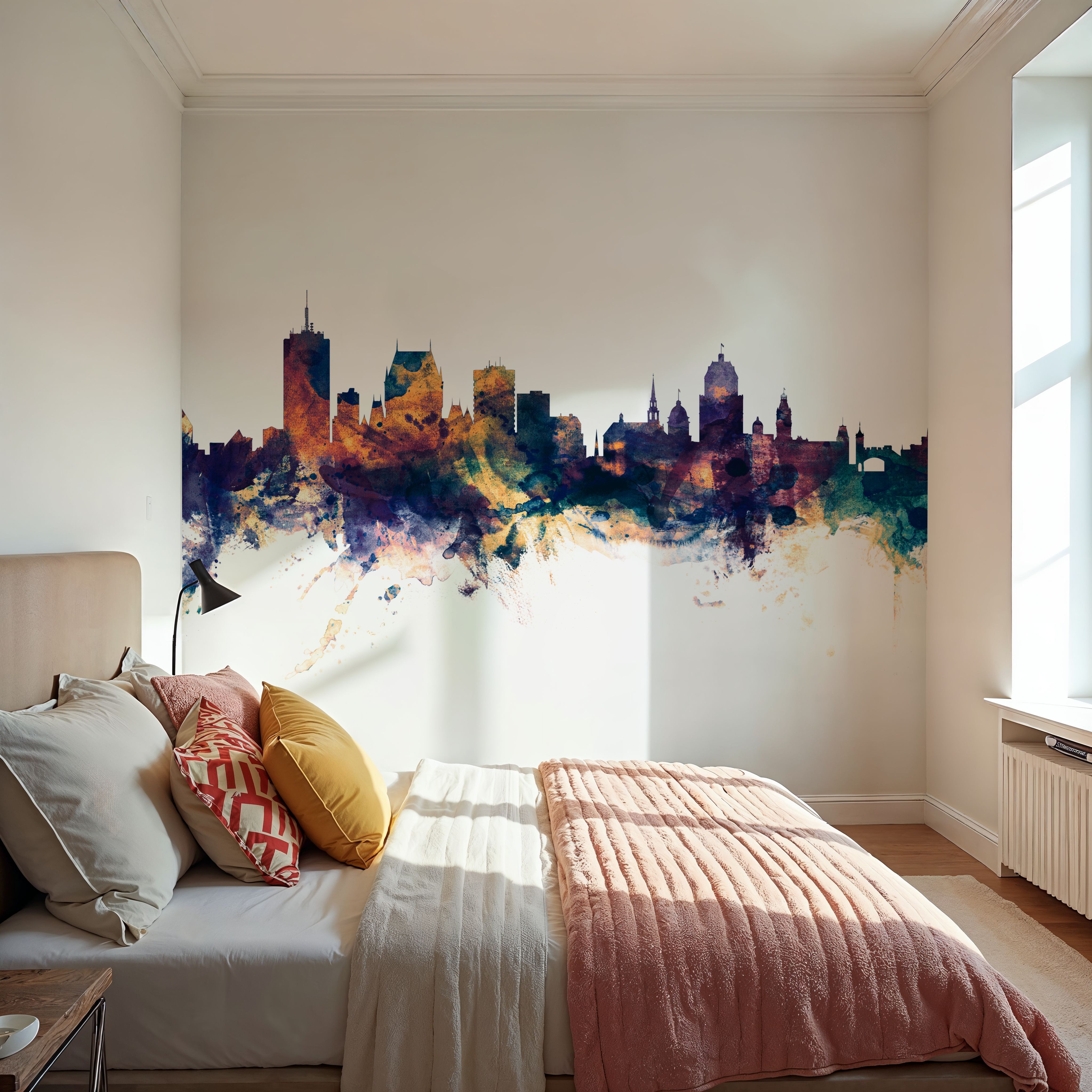 Quebec Canada Skyline Blue & Bronze
