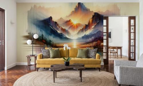 Watercolor Abstract Mountains