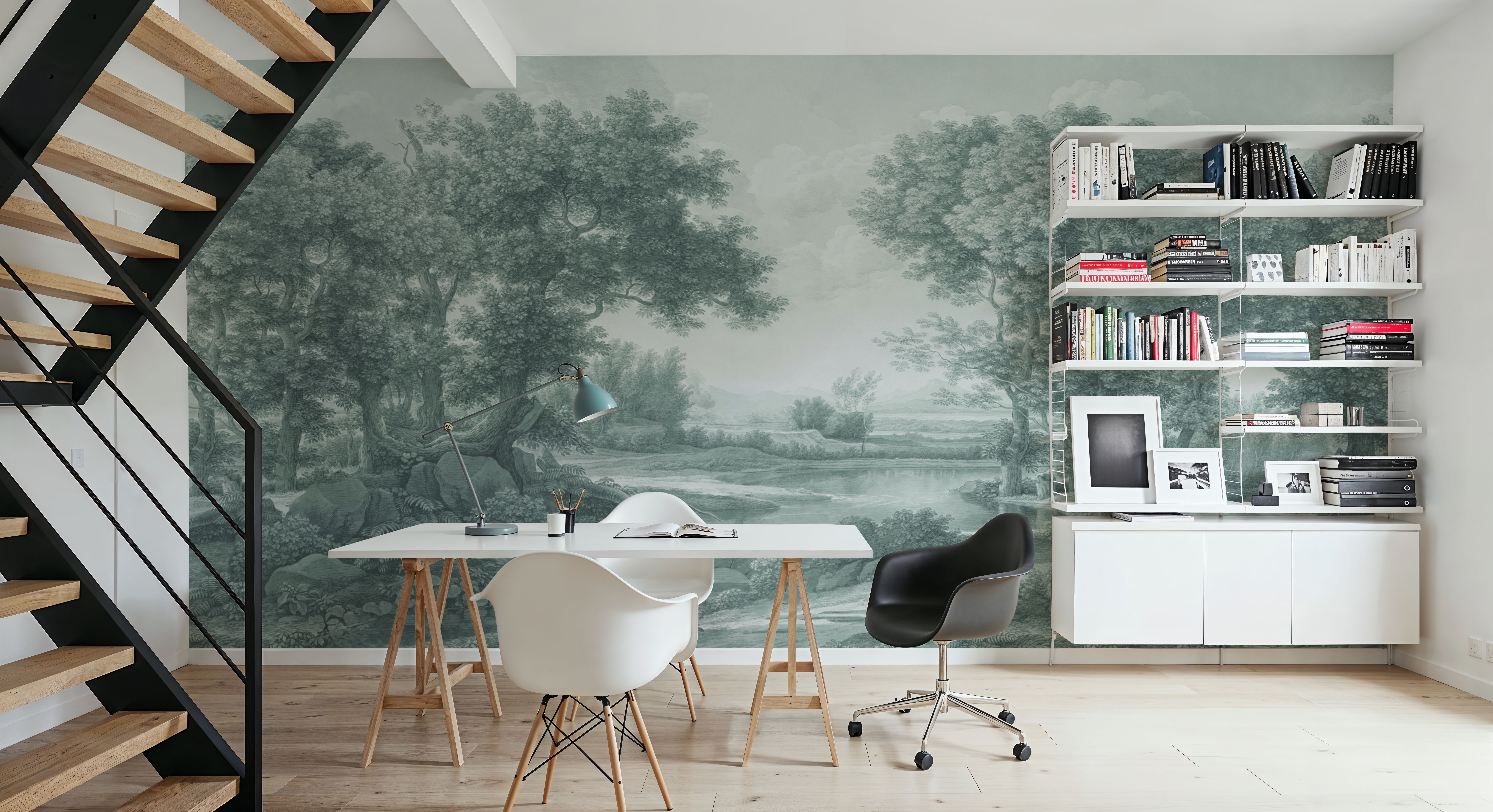 Riverbank Oak Landscape, Forest Green