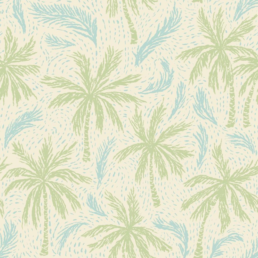 Coastal Palms, Green & Blue