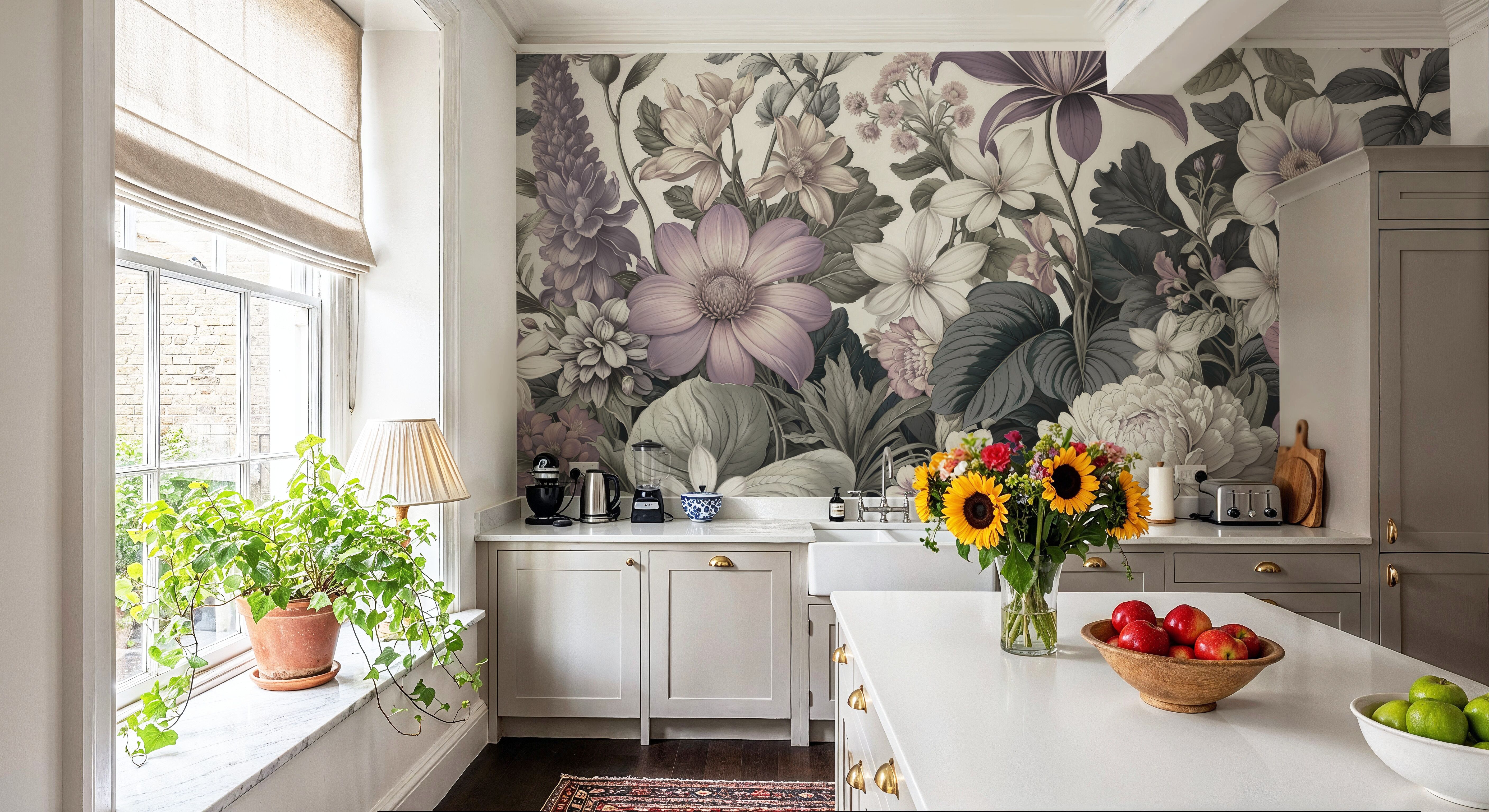 Dahlia Days, Lavender, Wallpaper