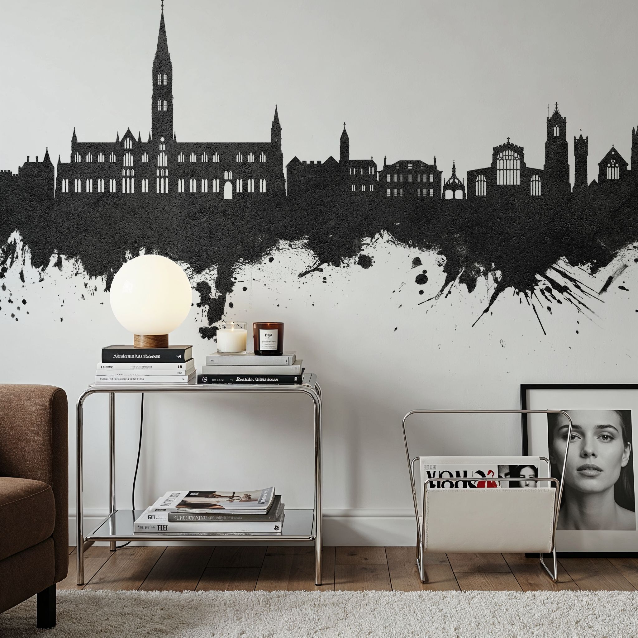 Salisbury England Skyline Black & White