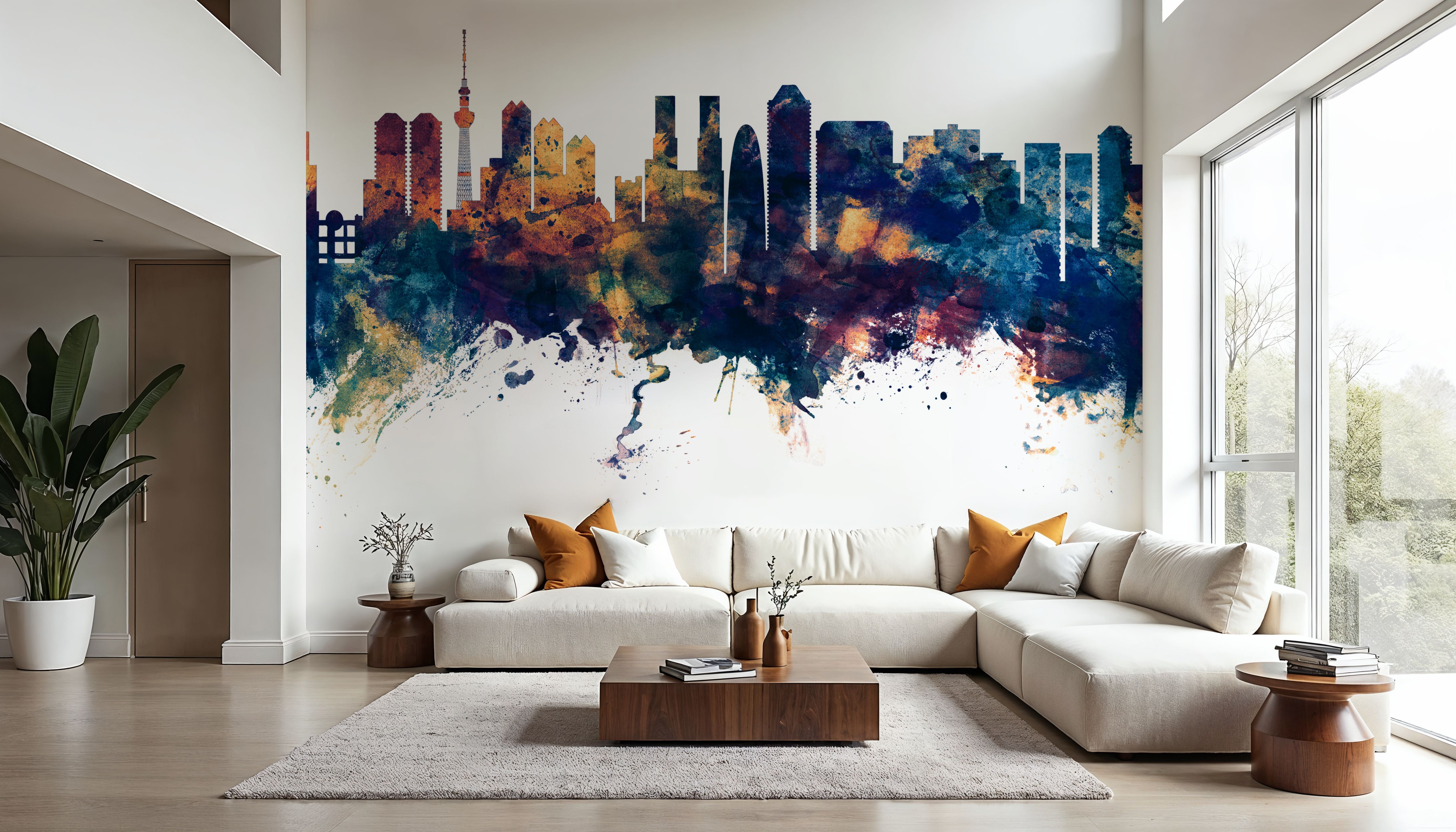 Tokyo Japan Skyline Blue & Bronze, Papier peint