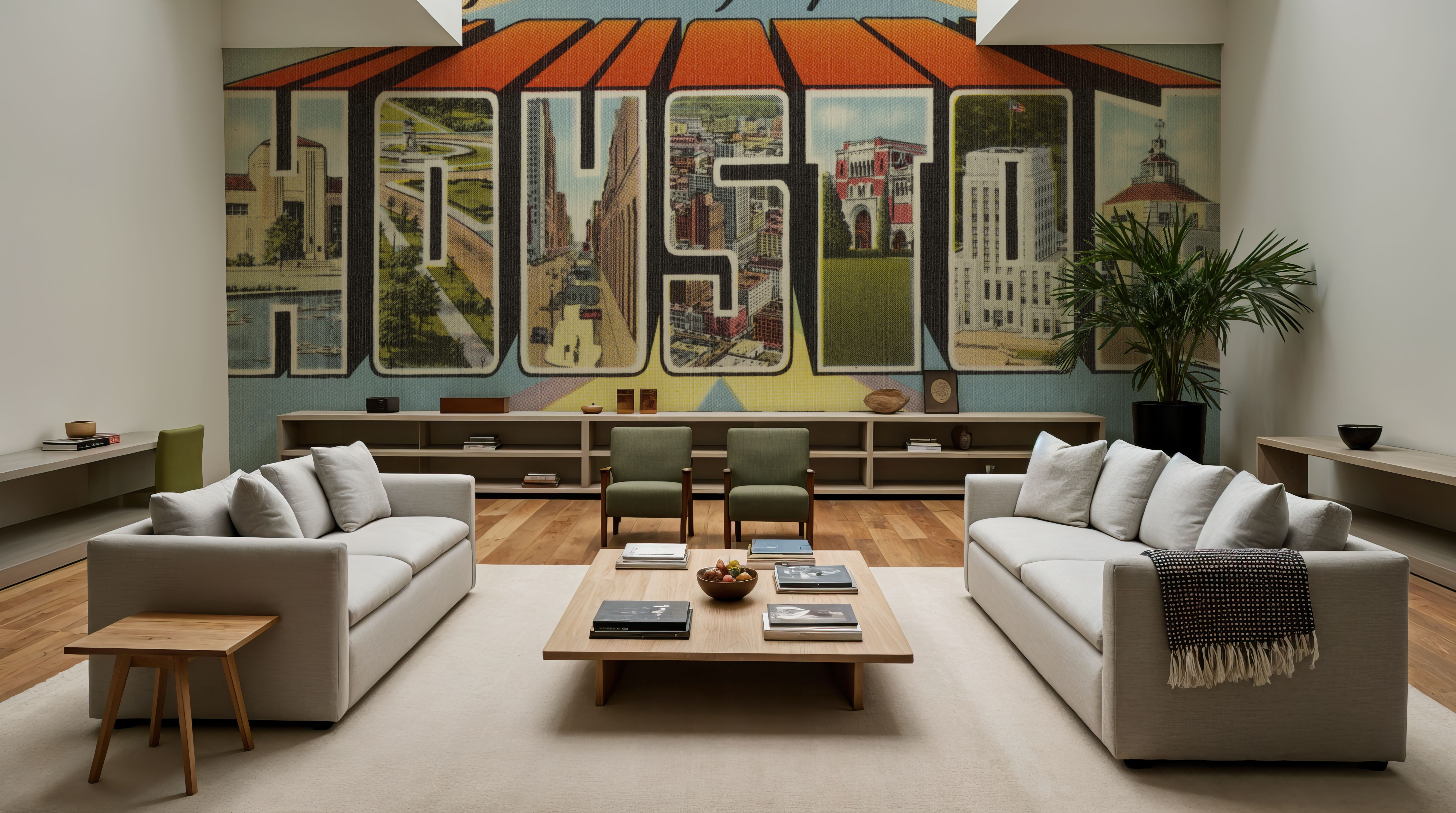 Greetings from Houston - Screenprint Postcard, Wallpaper