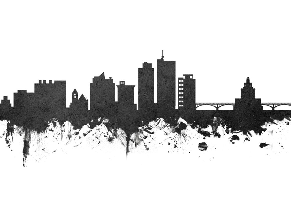 Cedar Rapids Iowa Skyline Black & White