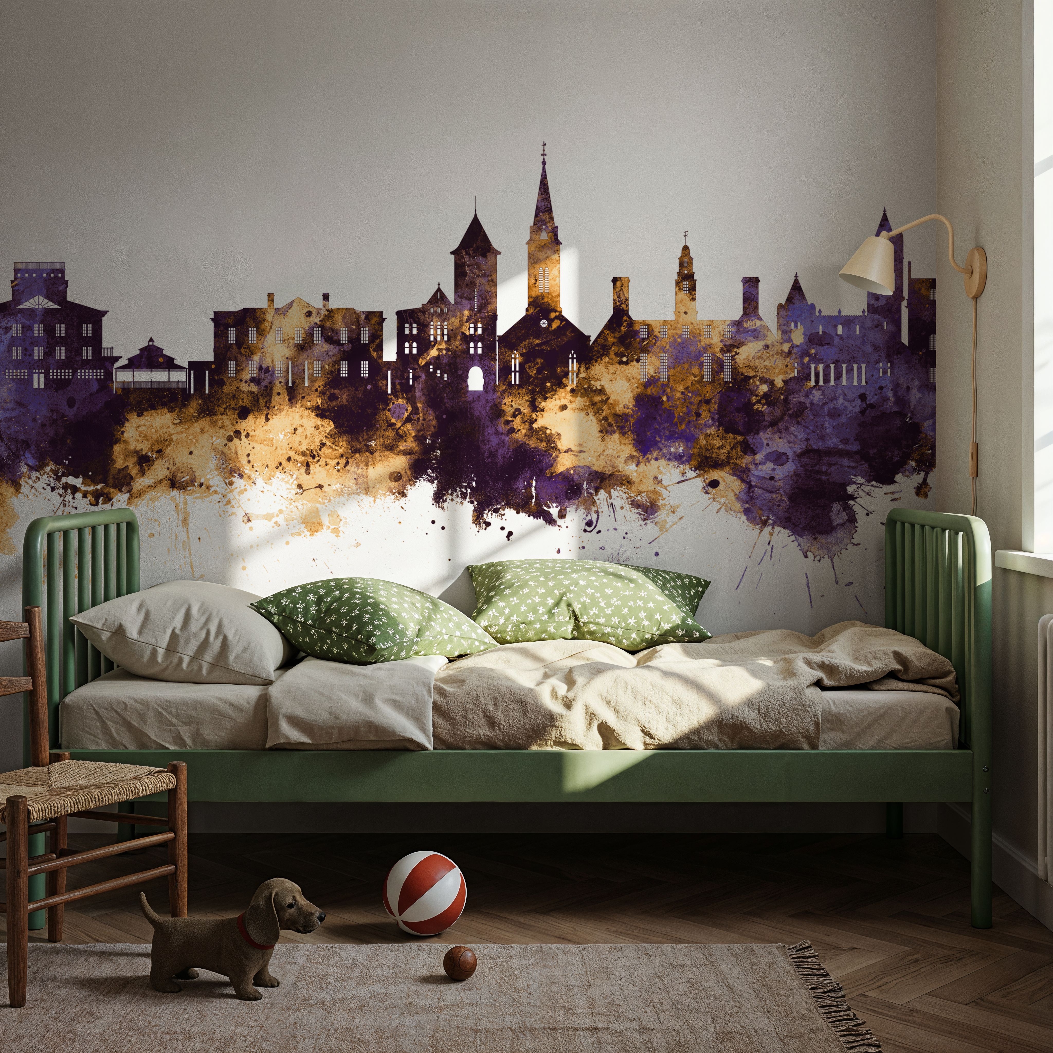 New Bern North Carolina Skyline Purple & Gold