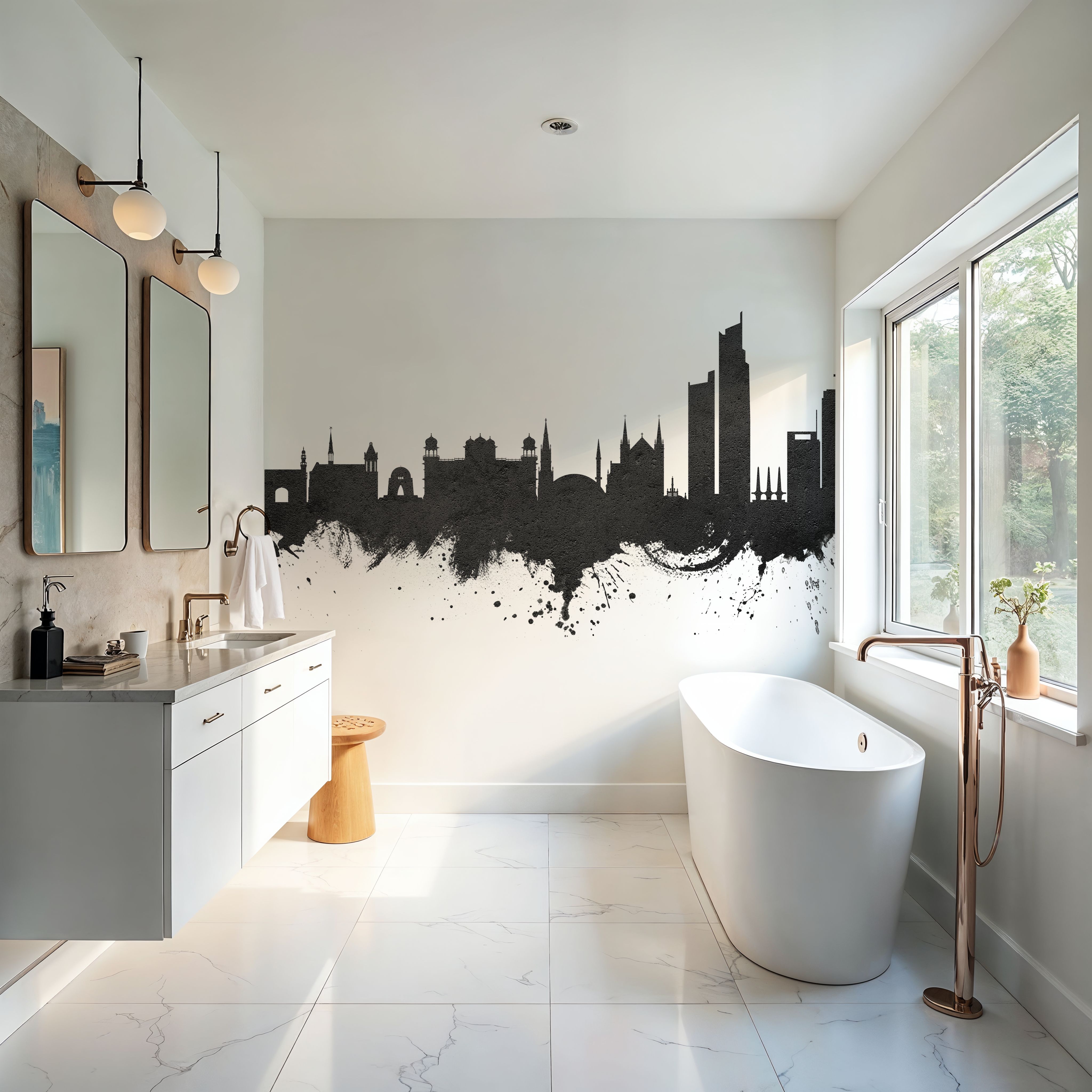 Karachi Pakistan Skyline Black & White