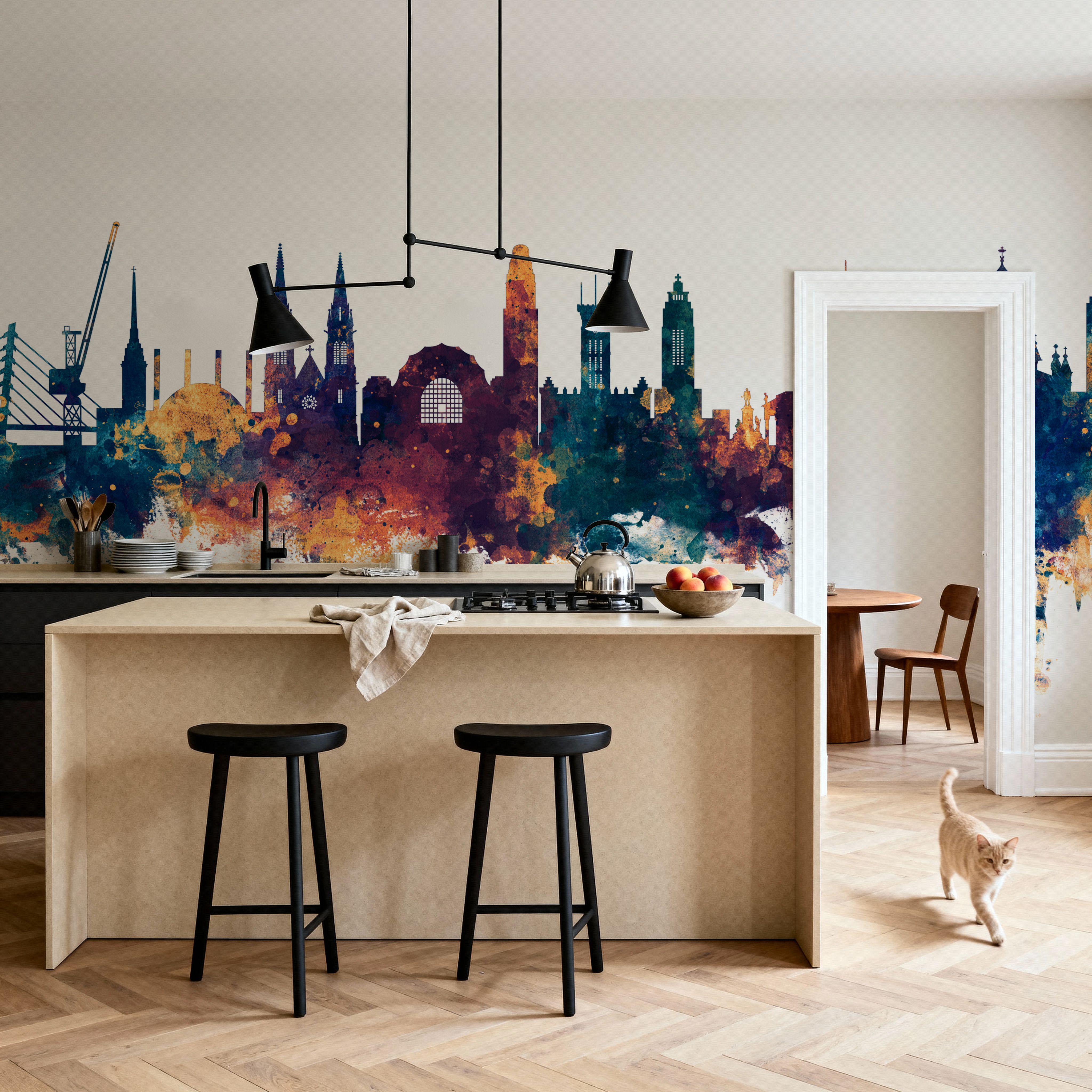 Helsinki Skyline Blue & Bronze