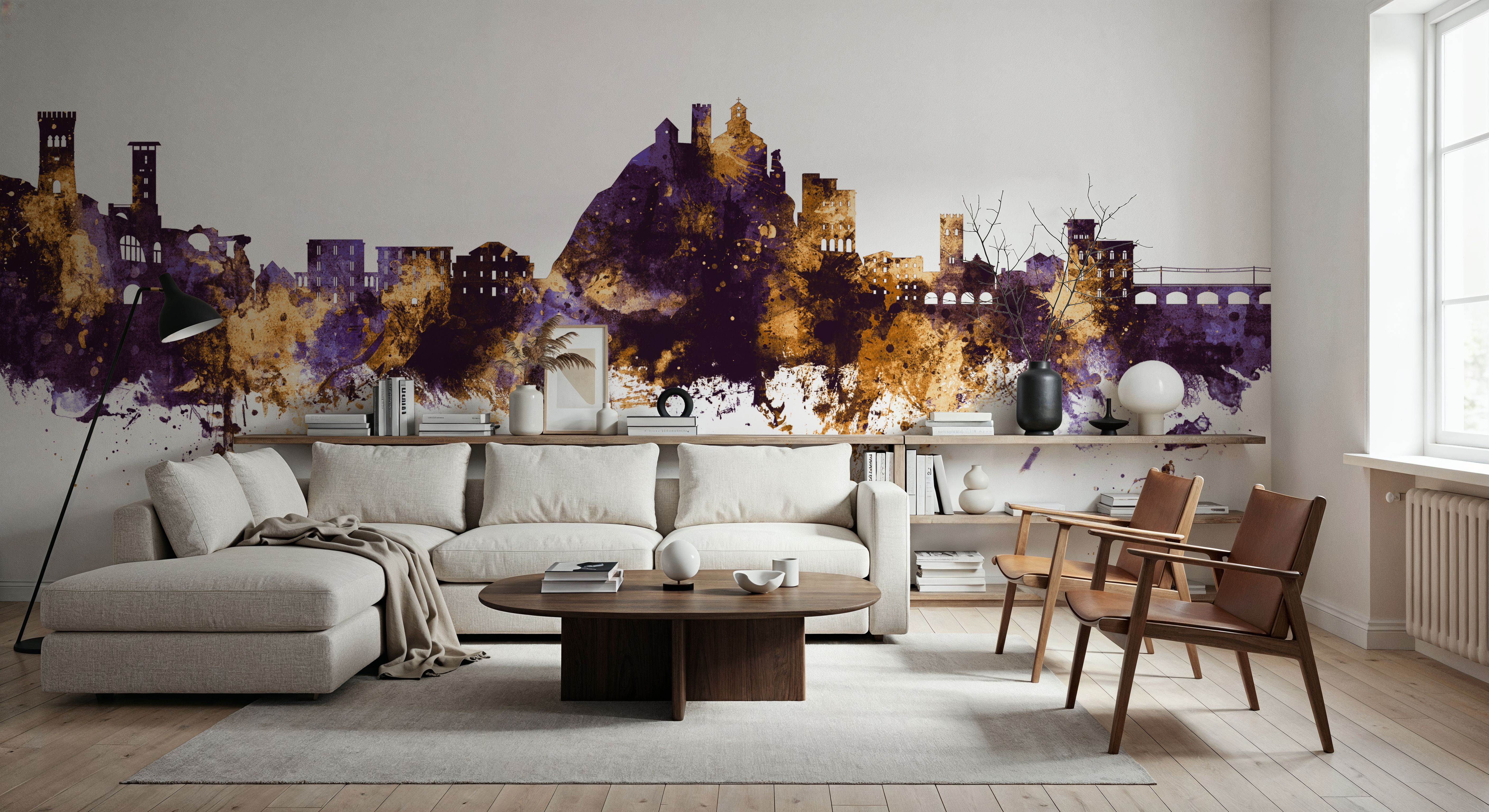 Monterosso al Mare Italy Skyline Purple & Gold