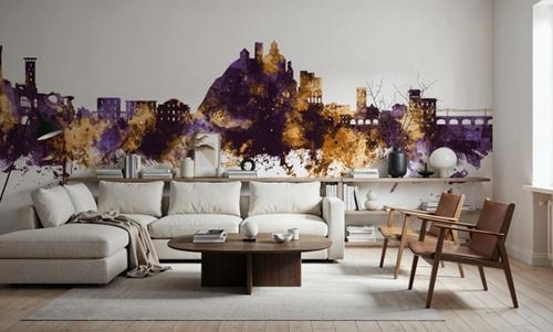 Monterosso al Mare Italy Skyline Purple & Gold