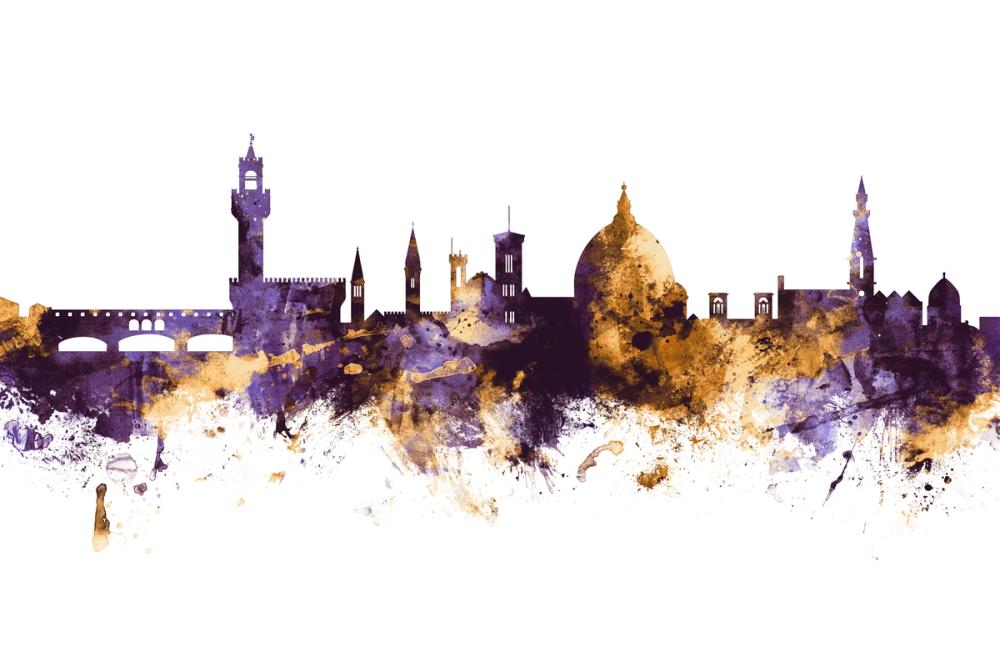 Florence Italy Skyline Purple & Gold