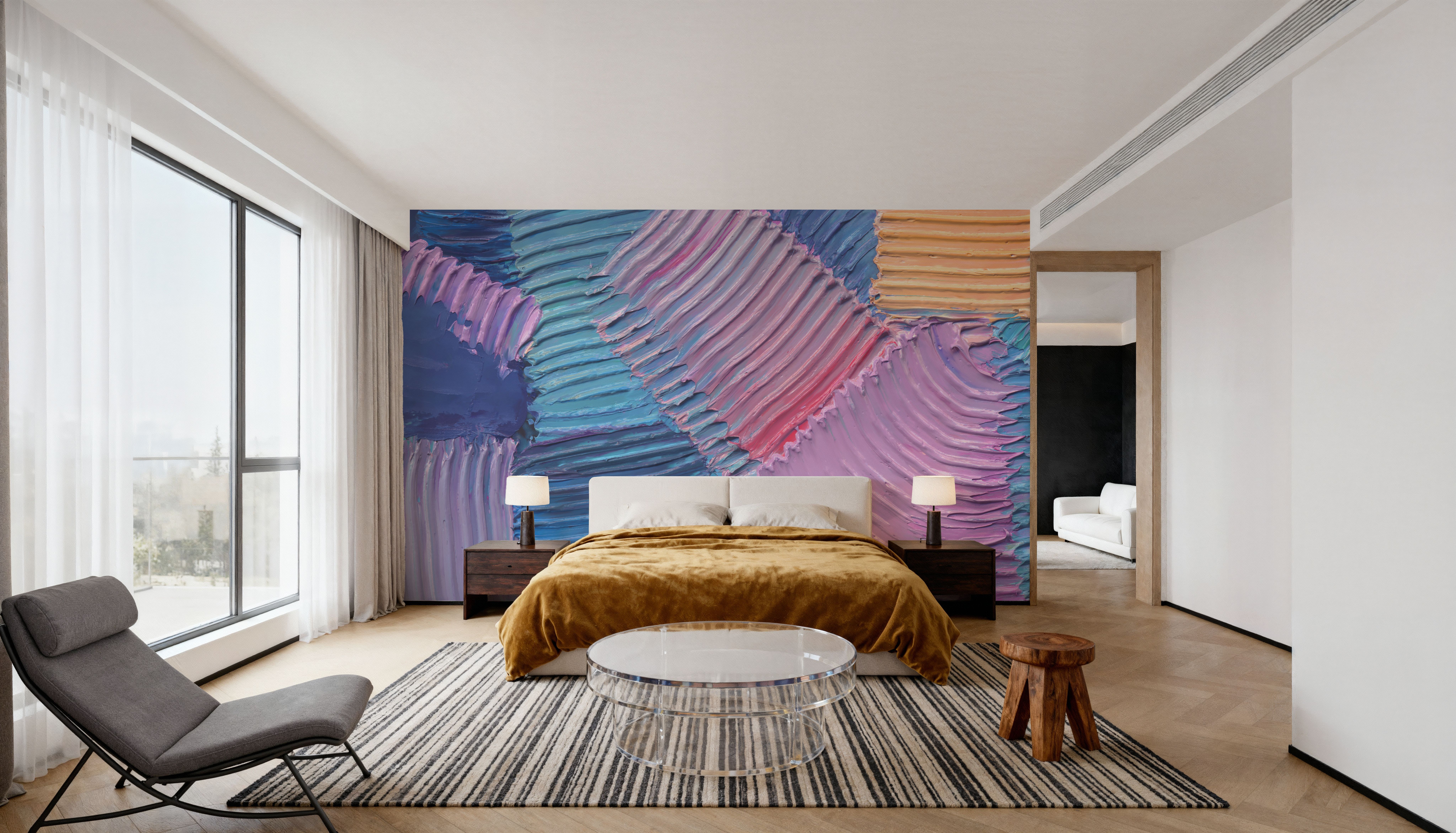 Close-Up Stroke Painting, Pink & Blue